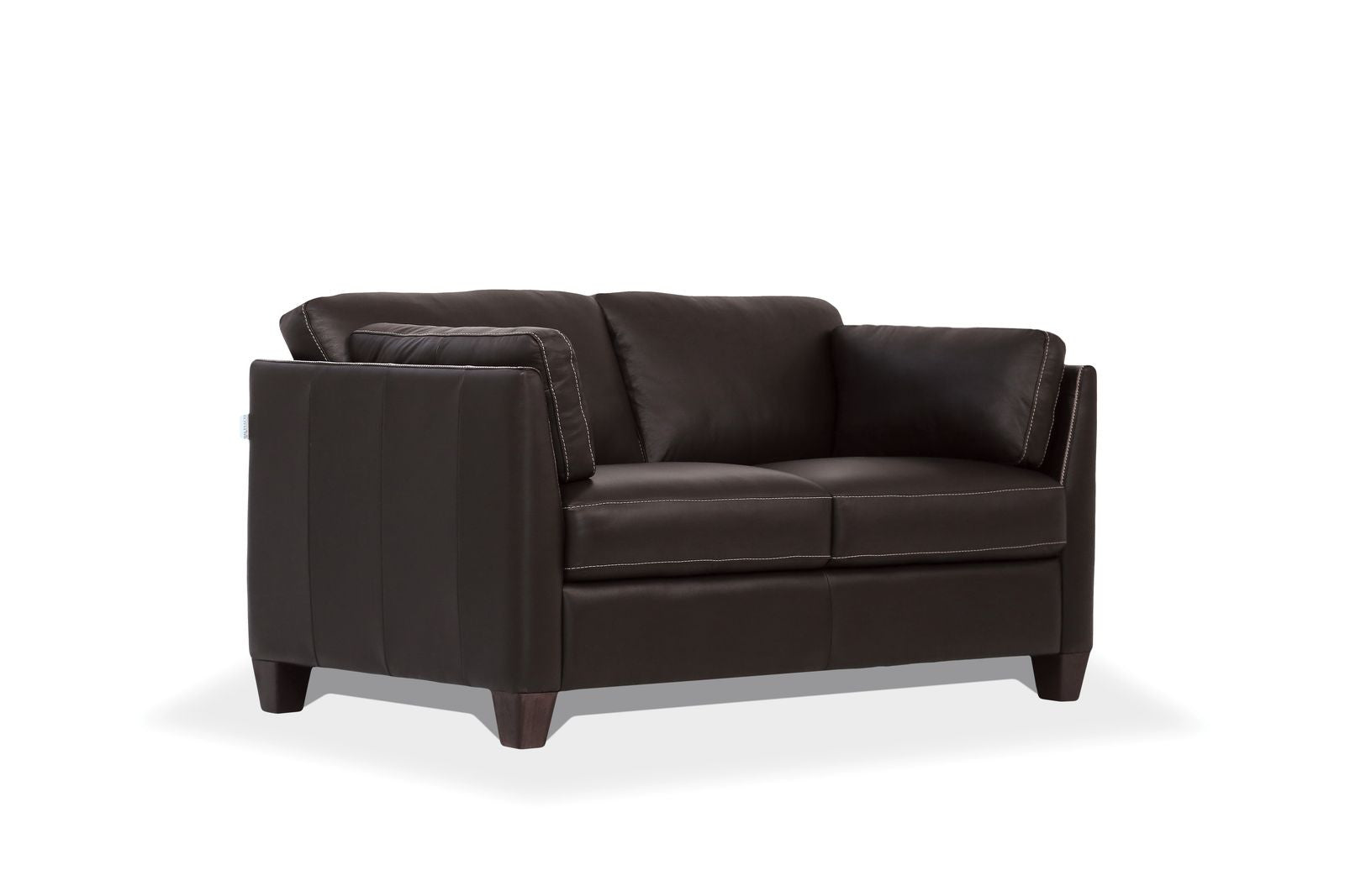 59" Chocolate And Brown Leather Love Seat