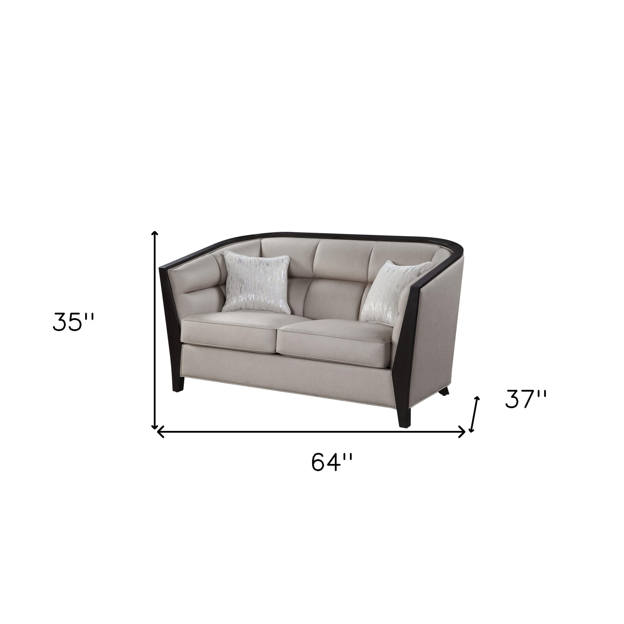 64" Beige And Black Loveseat