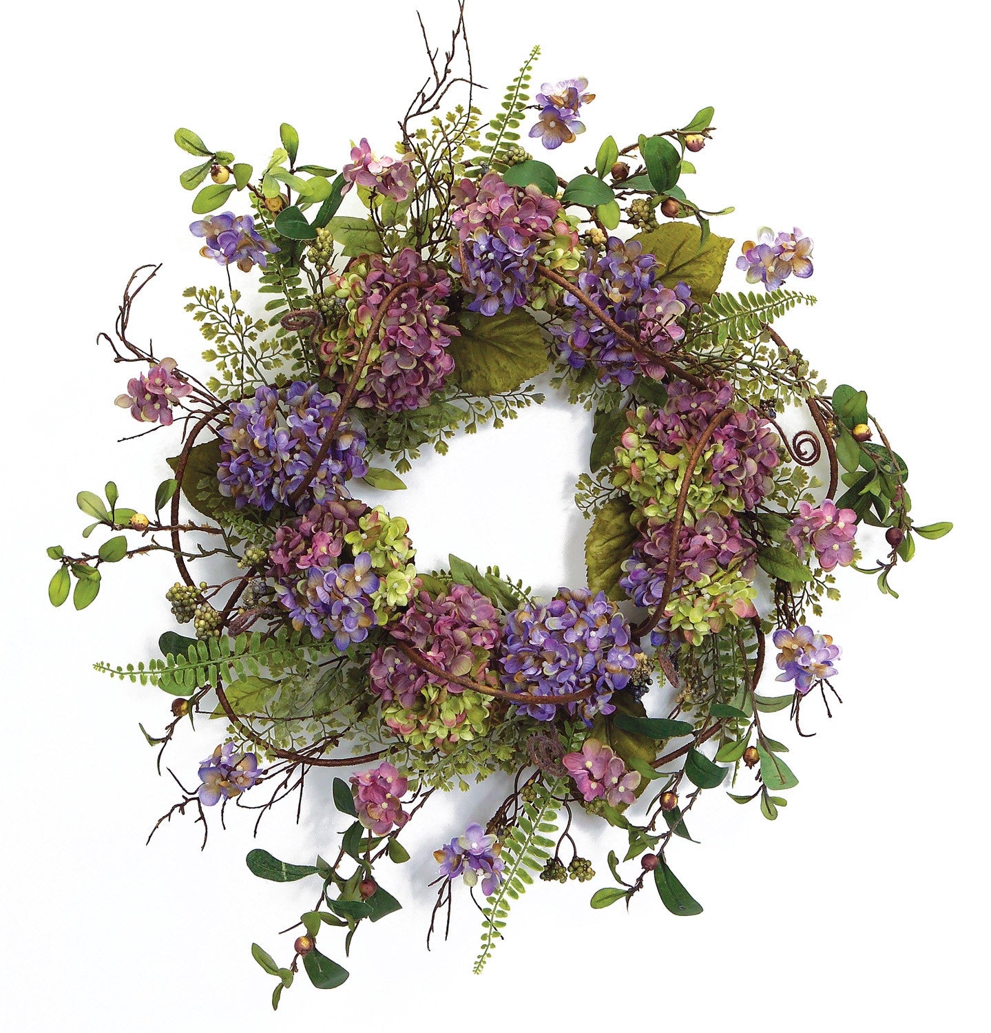 22" Purple Artificial Summer Hydrangea Wreath