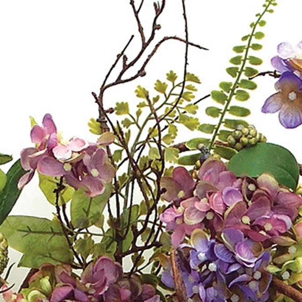 22" Purple Artificial Summer Hydrangea Wreath