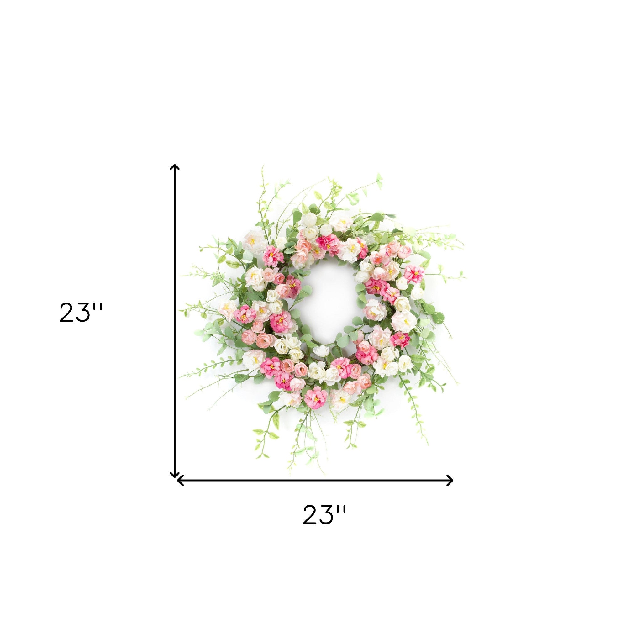 23" Pink and Green Artificial Peony Wreath