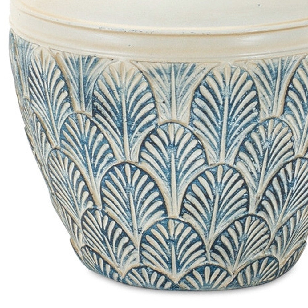 Set Of Three 6" Polyresin Blue and White Round Table vase