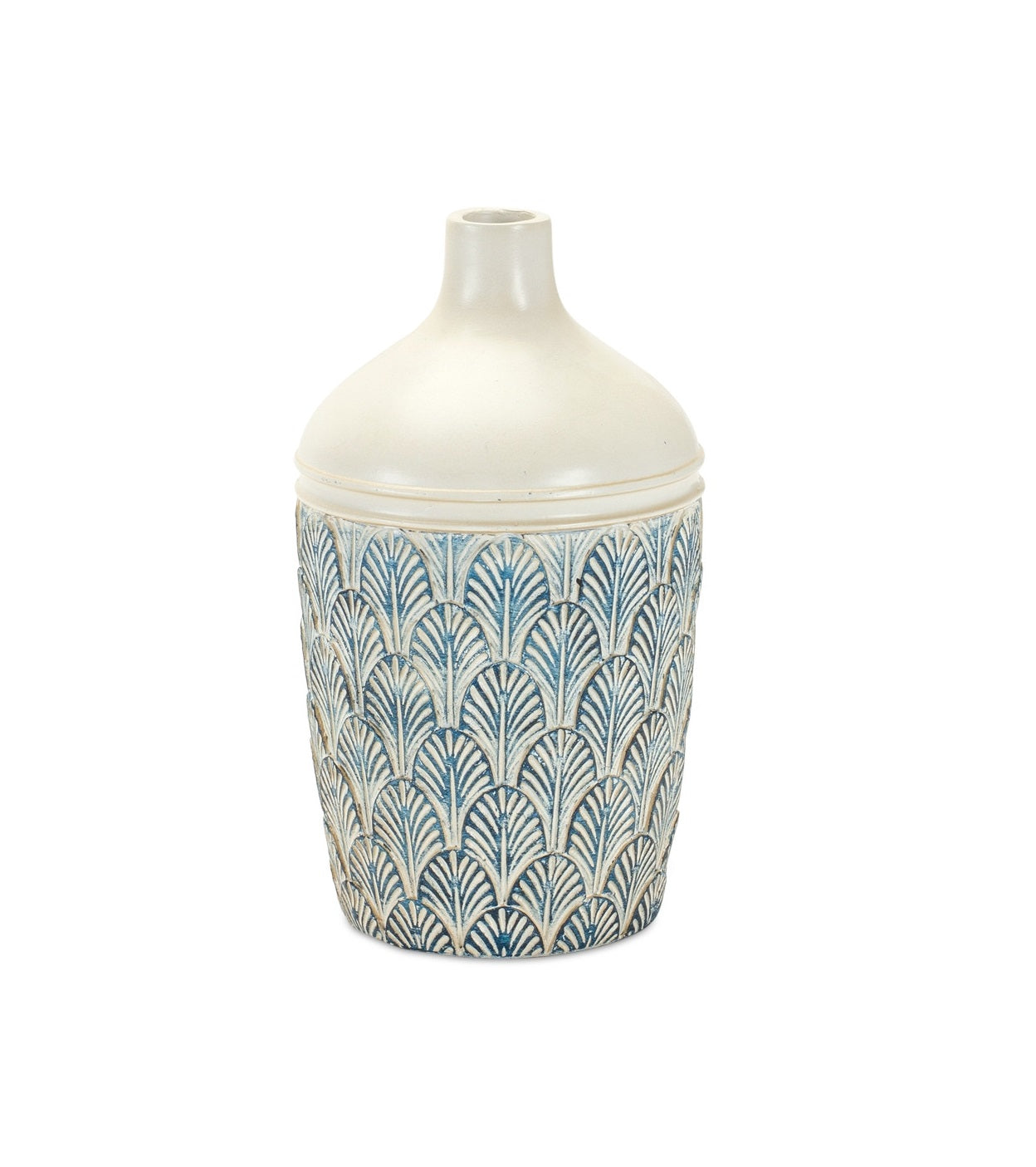 Set Of Three 6" Polyresin Blue and White Round Table vase