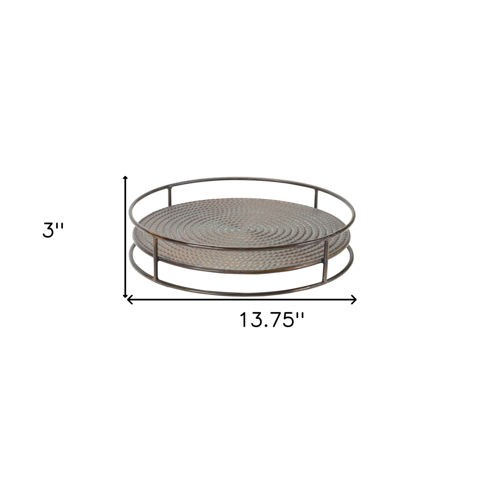 14" Bronze Round Iron Serving Tray