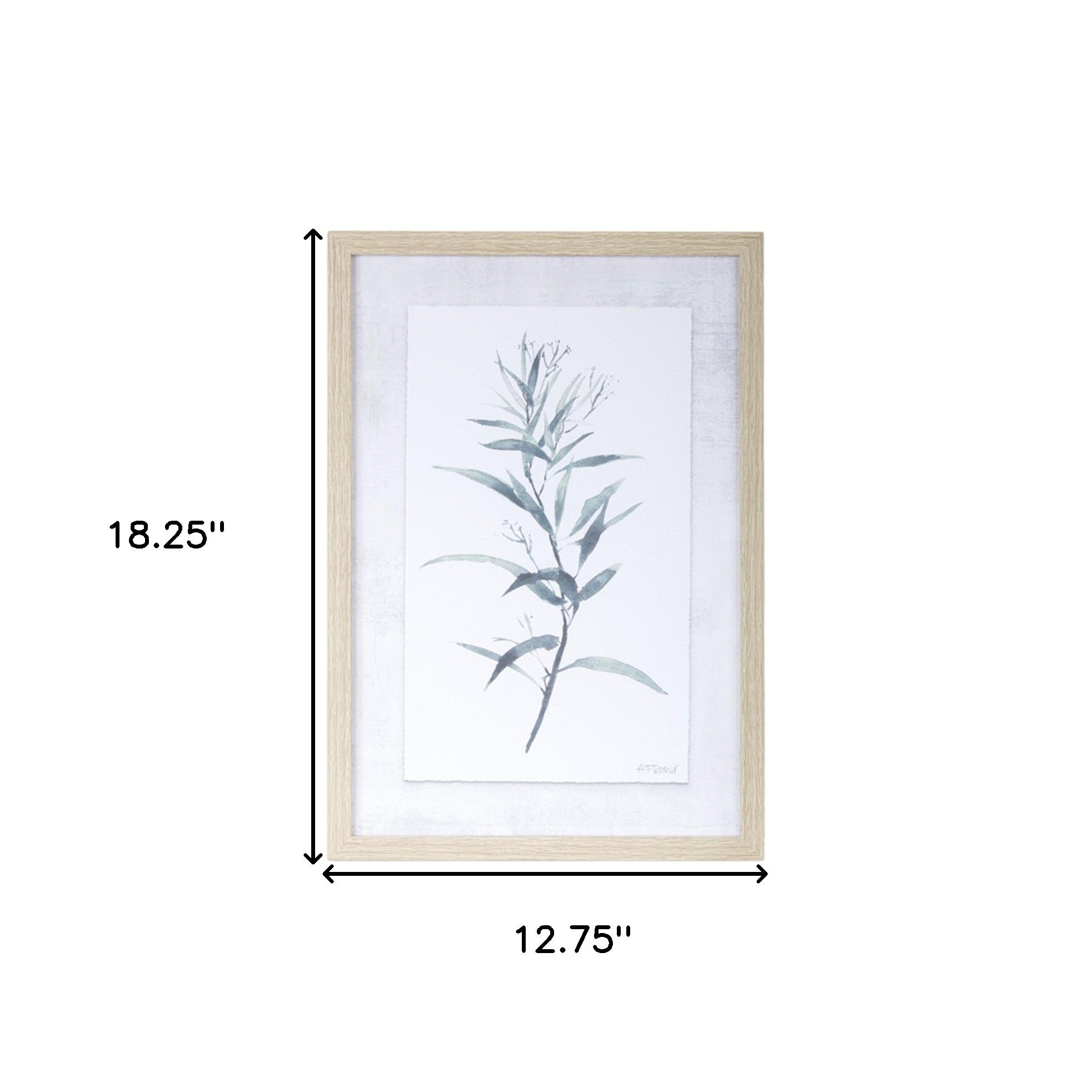 Set of Two 18" X 13" Natural and Gray Leaf Floral Framed Art