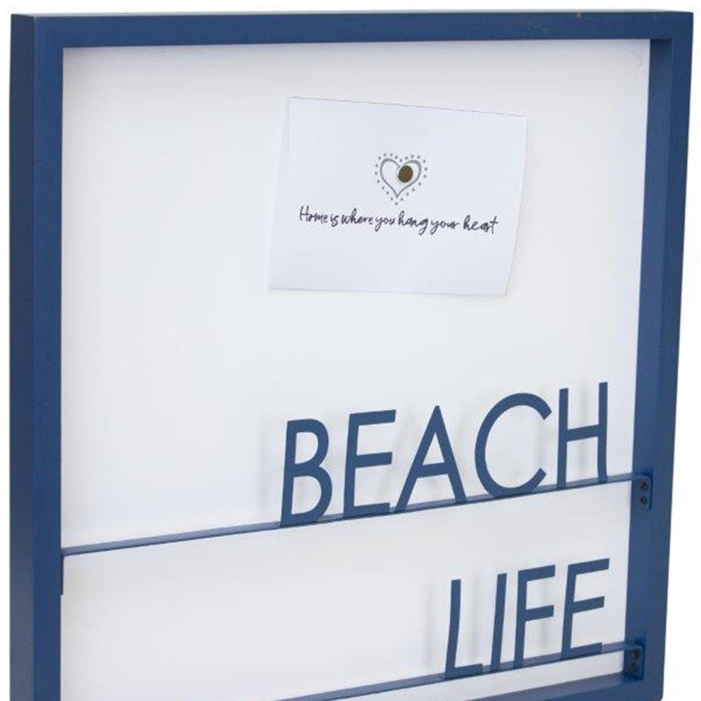 16" X 16" Blue Beach Life Wood and Metal Wall Decor