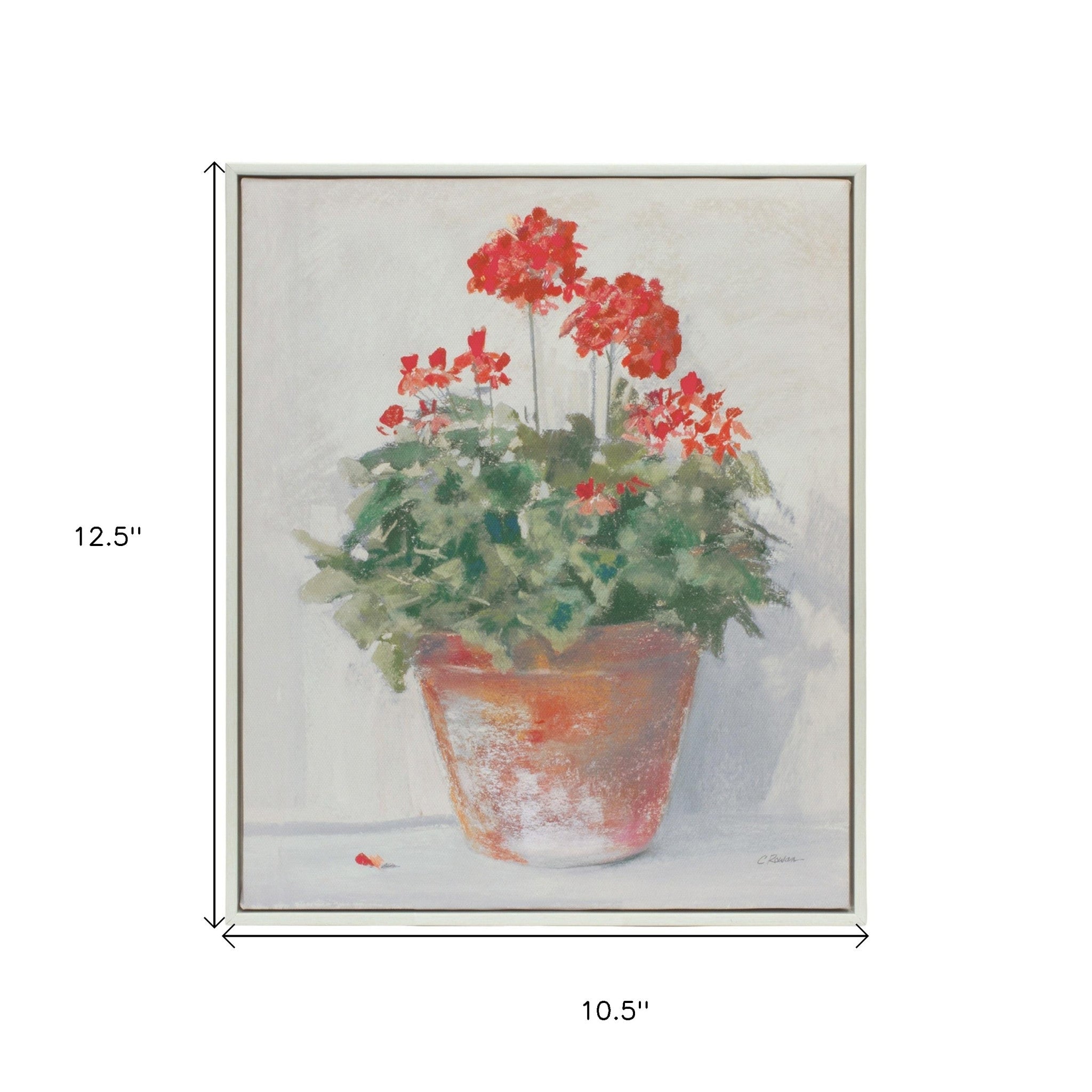 Set of Two 13" X 11" White Brown and Red Flower Framed Art