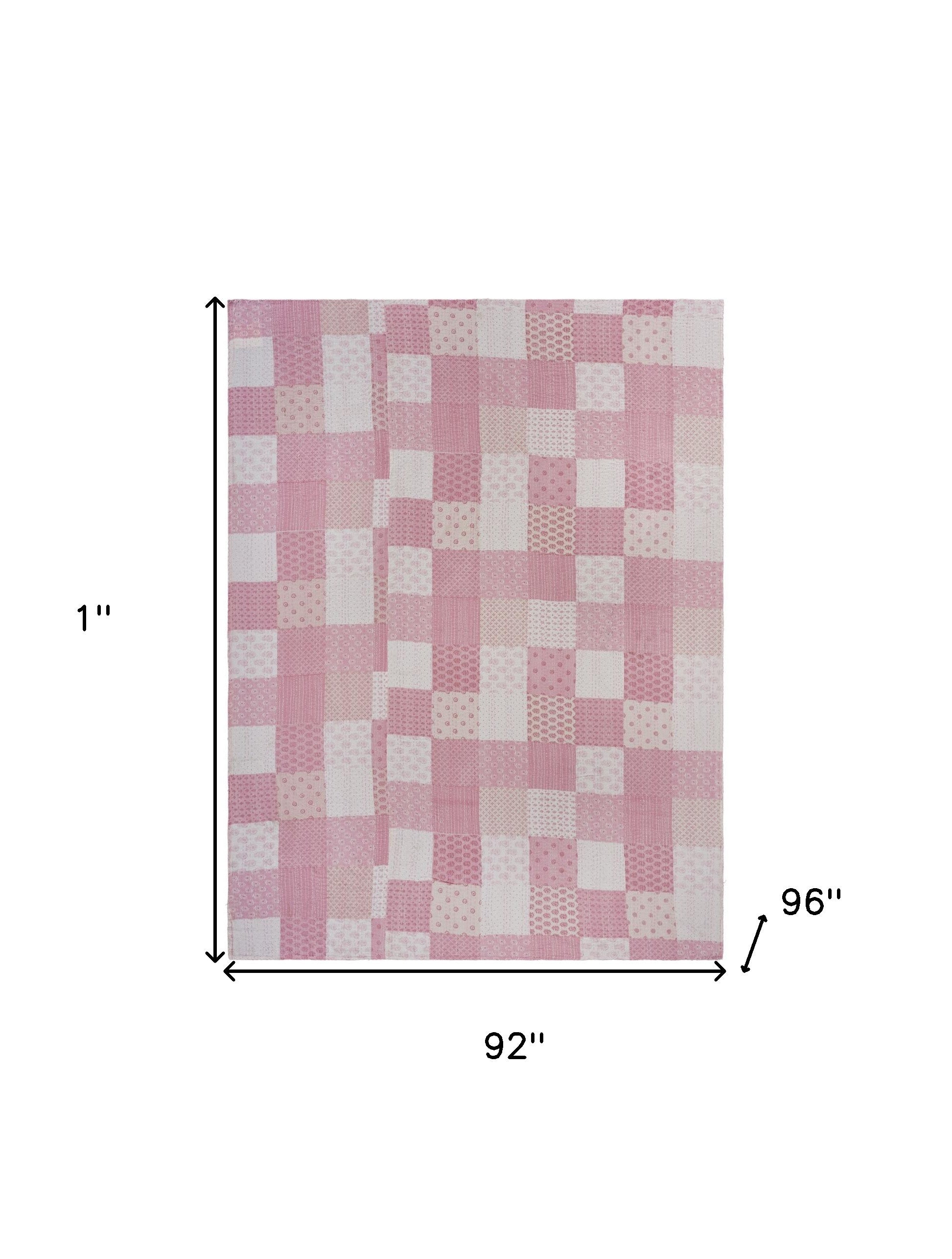 Pink Knitted Cotton Geometric Reversable Throw