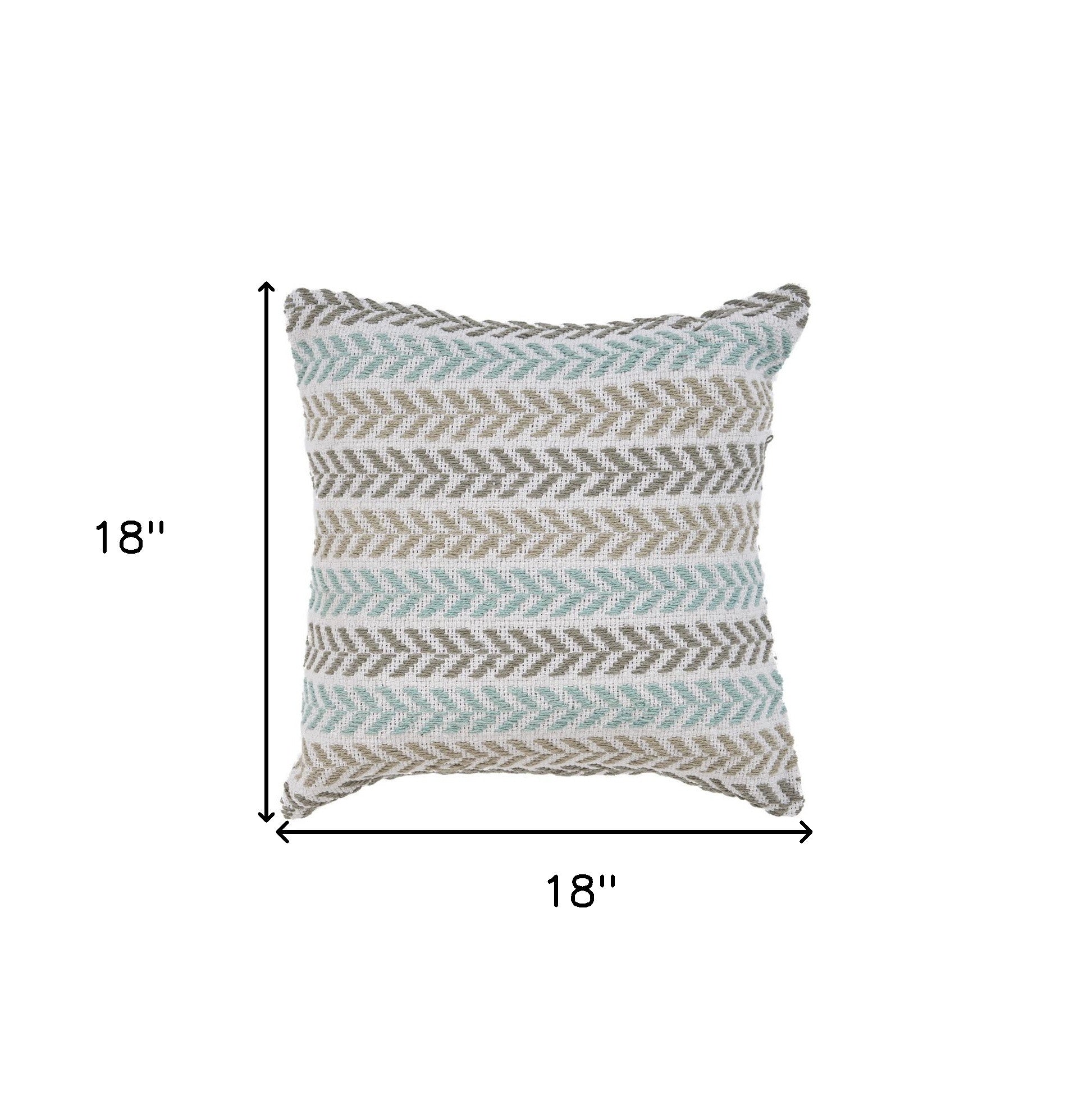 18" X 18" Gray Black And White 100% Cotton Chevron Zippered Pillow