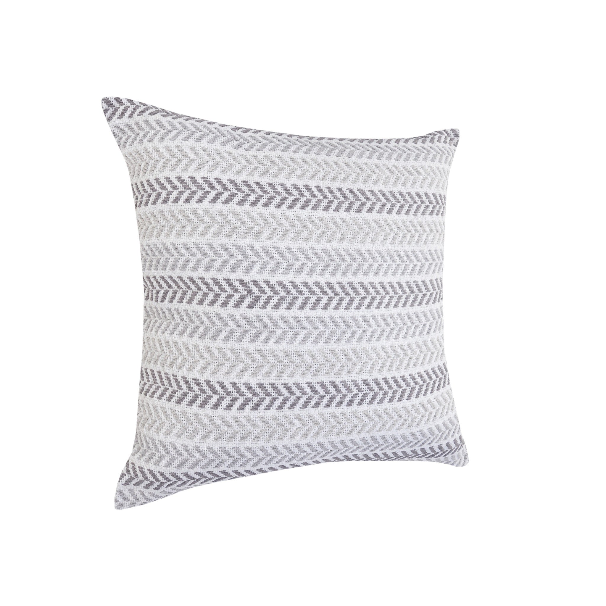 18" X 18" Gray Black And White 100% Cotton Chevron Zippered Pillow