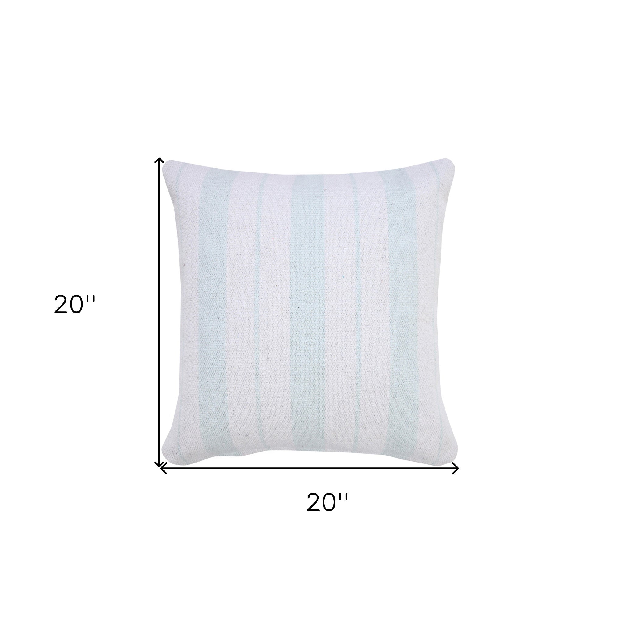 20" X 20" Bright Blue And White 100% Cotton Coastal Zippered Pillow