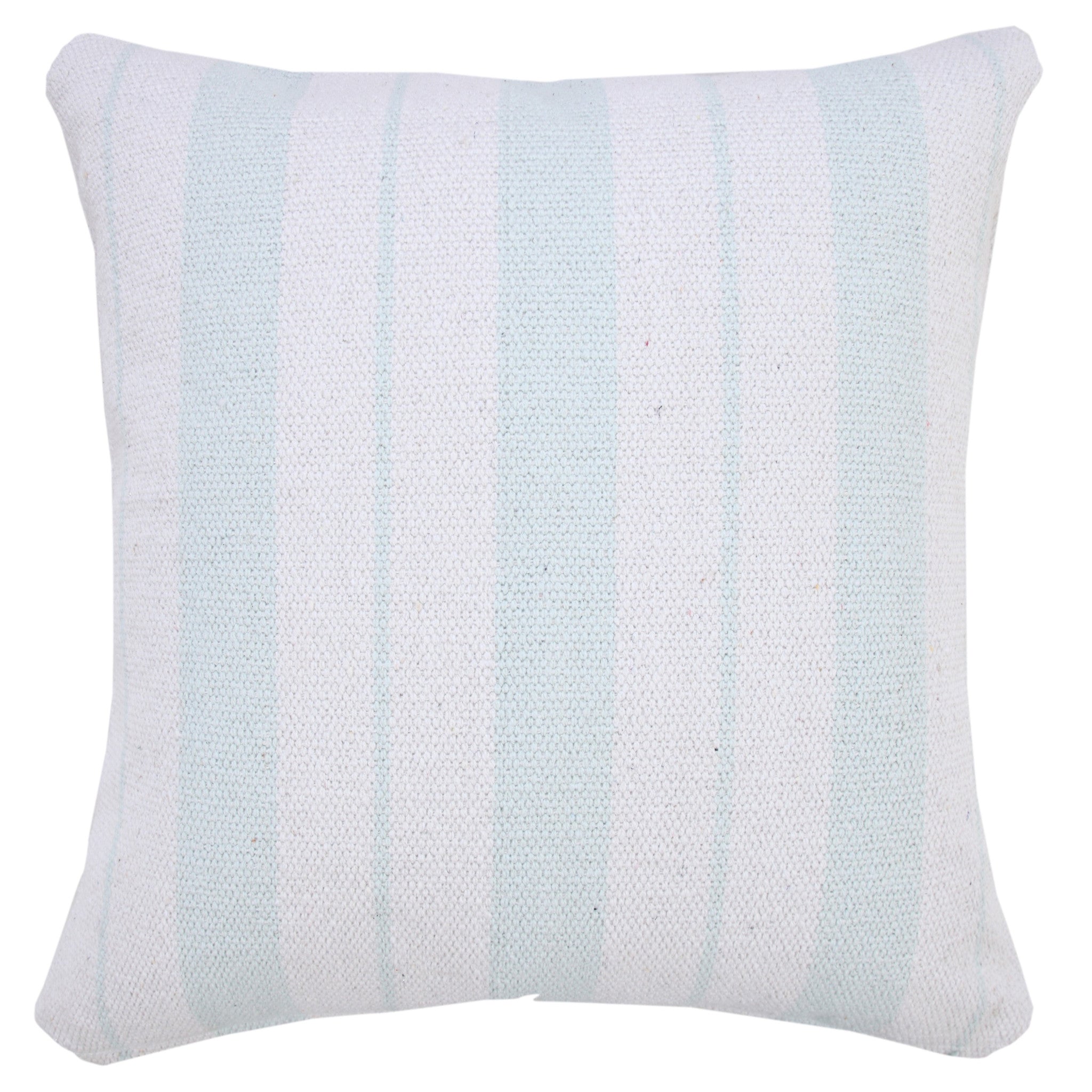 20" X 20" Bright Blue And White 100% Cotton Coastal Zippered Pillow