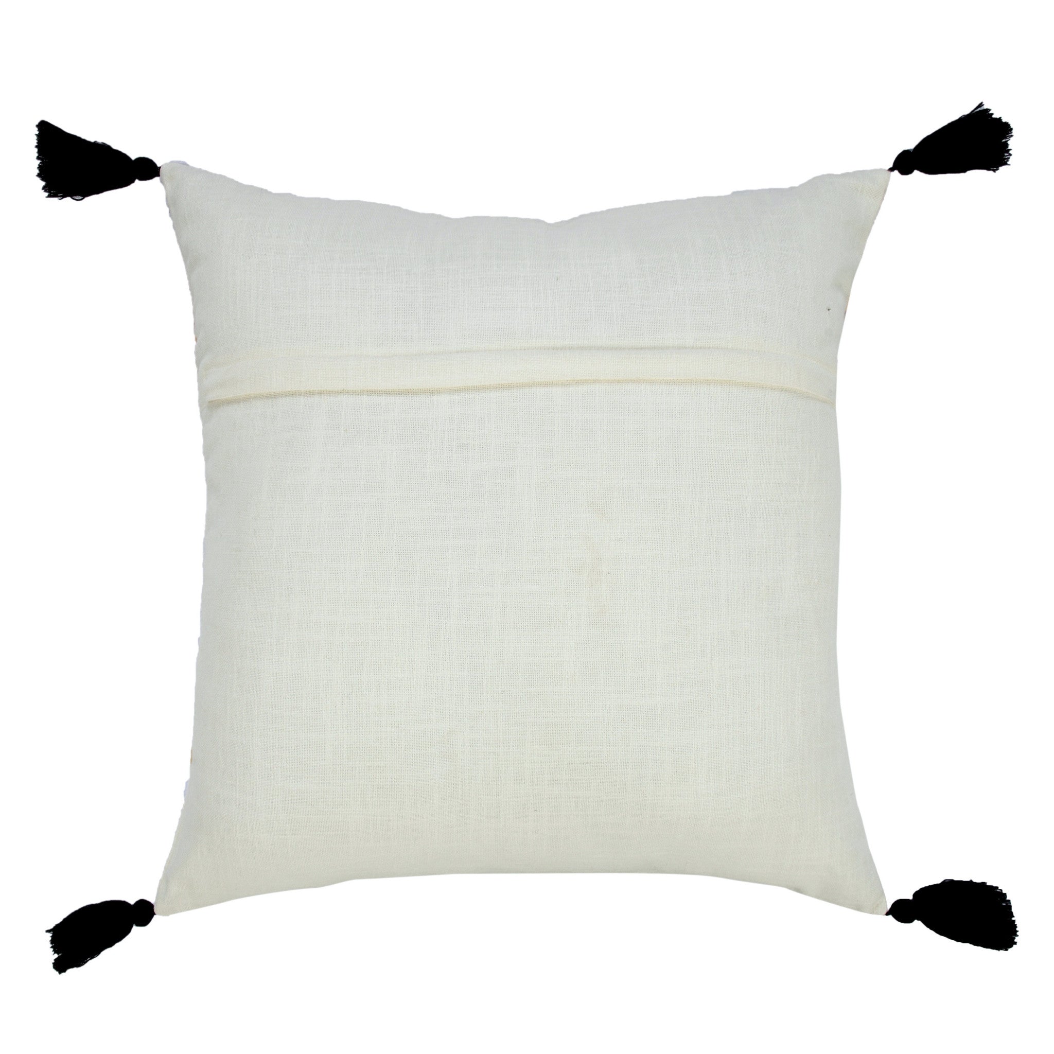 20" X 20" Off-White Black And Cream 100% Cotton Geometric Zippered Pillow