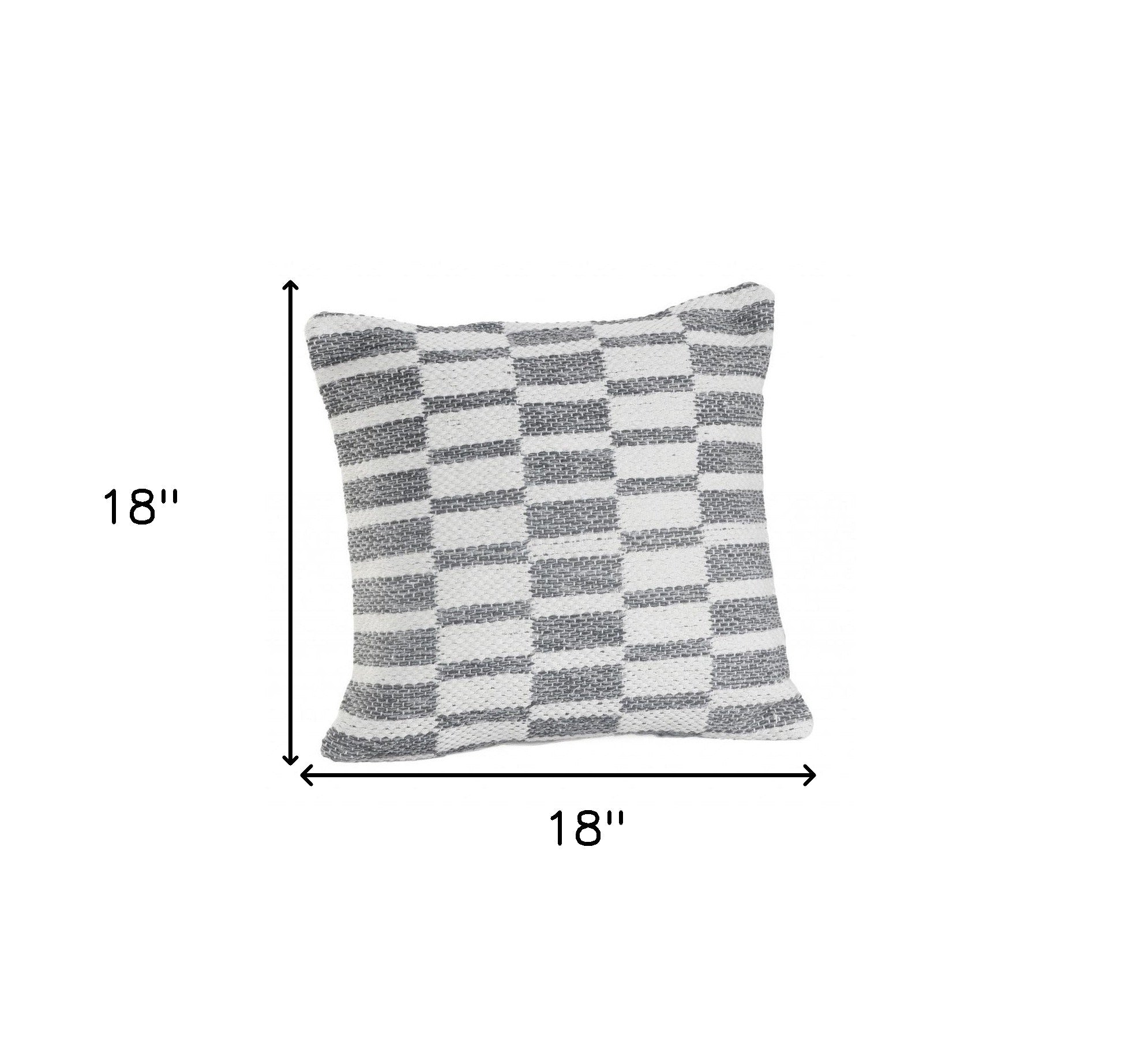 18" X 18" Gray And White 100% Cotton Geometric Zippered Pillow