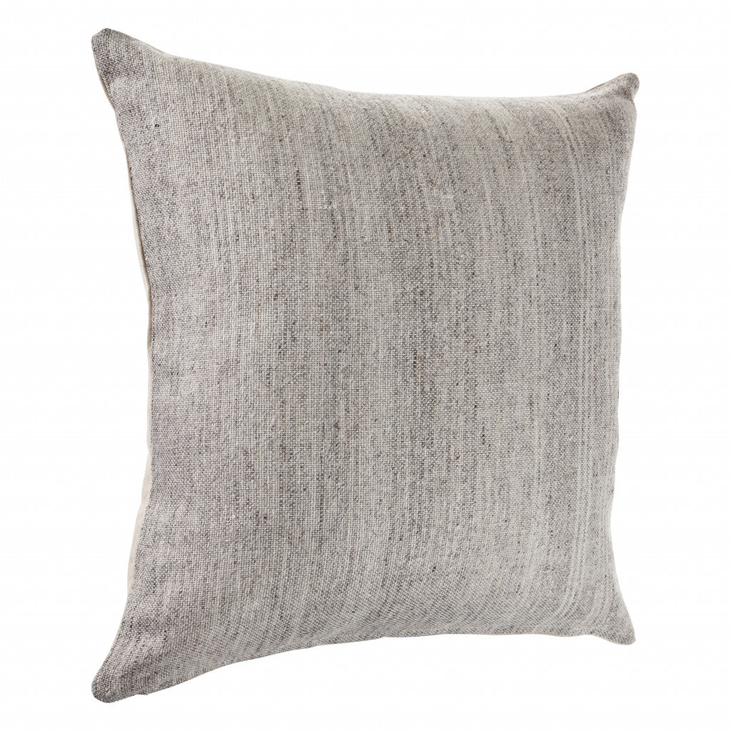 20" X 20" Light Gray And Dark Gray 100% Wool Zippered Pillow