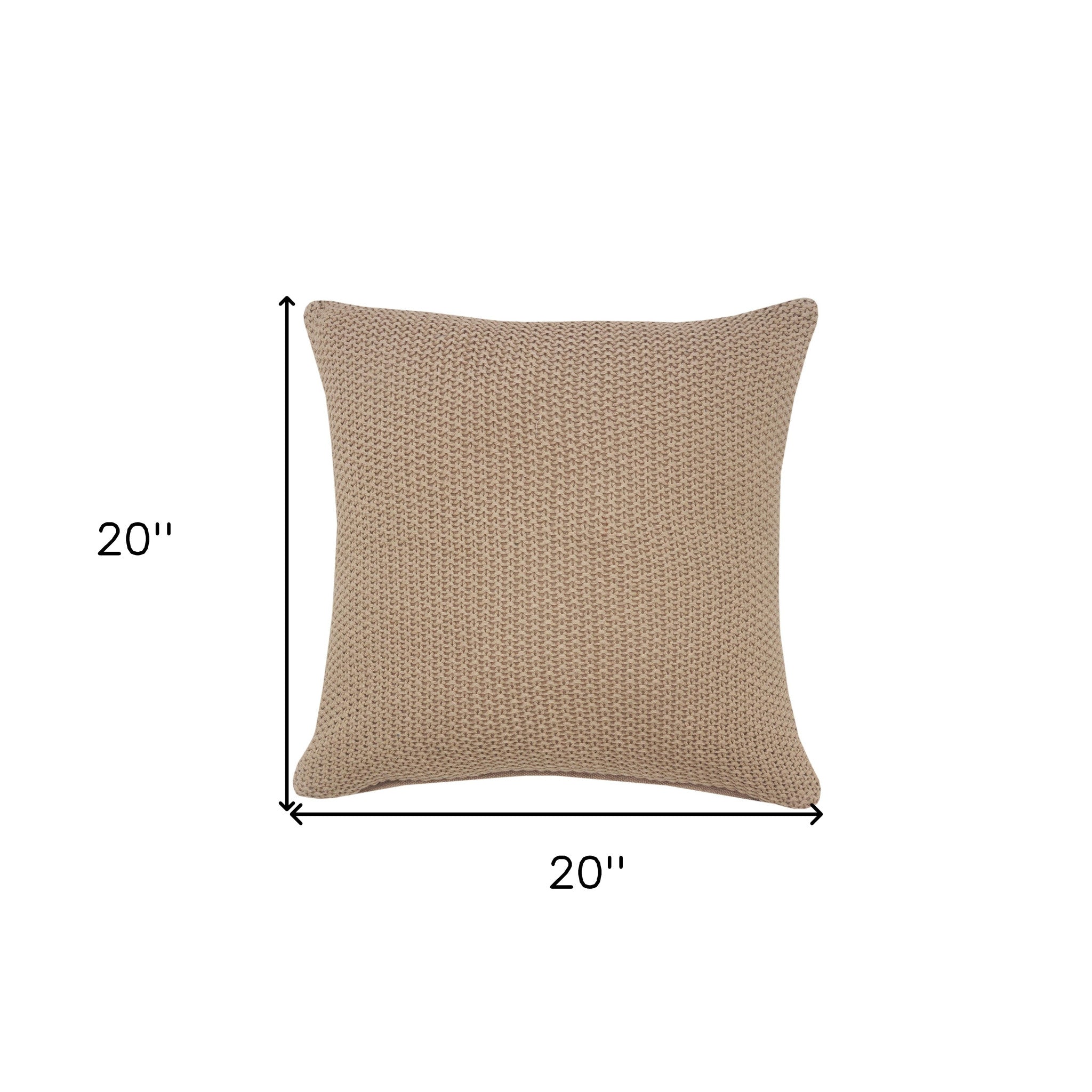 20" X 20" Taupe And Brown 100% Cotton Zippered Pillow