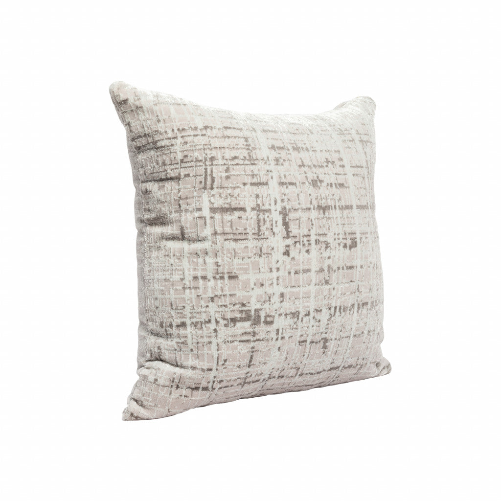 20" X 20" Gray And Beige Polyester Abstract Zippered Pillow