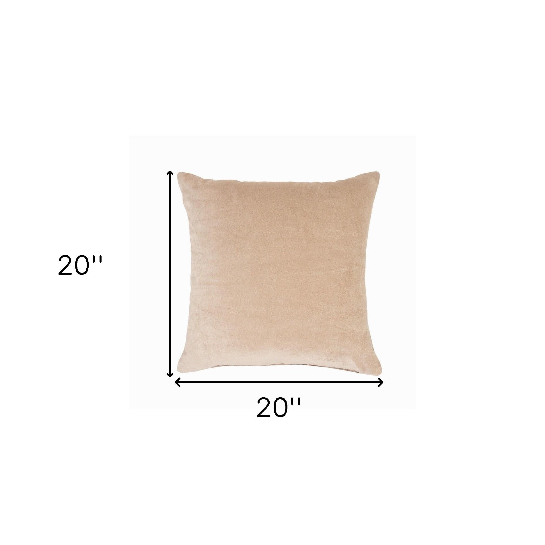 20" X 20" Taupe Cotton Zippered Pillow