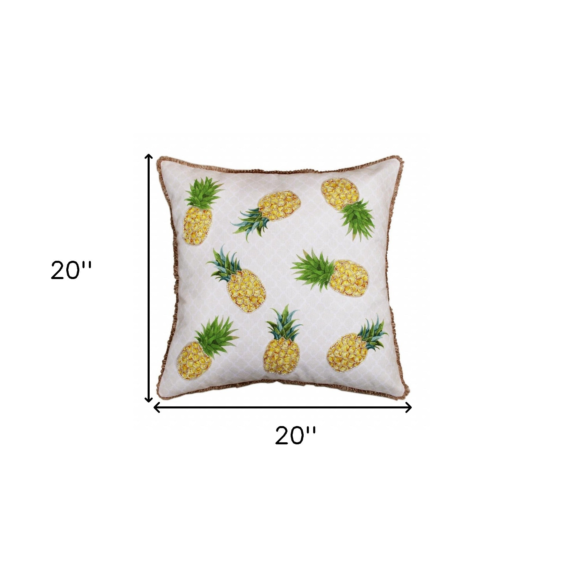 20" X 20" Yellow And Green Polyester Tropical Zippered Pillow