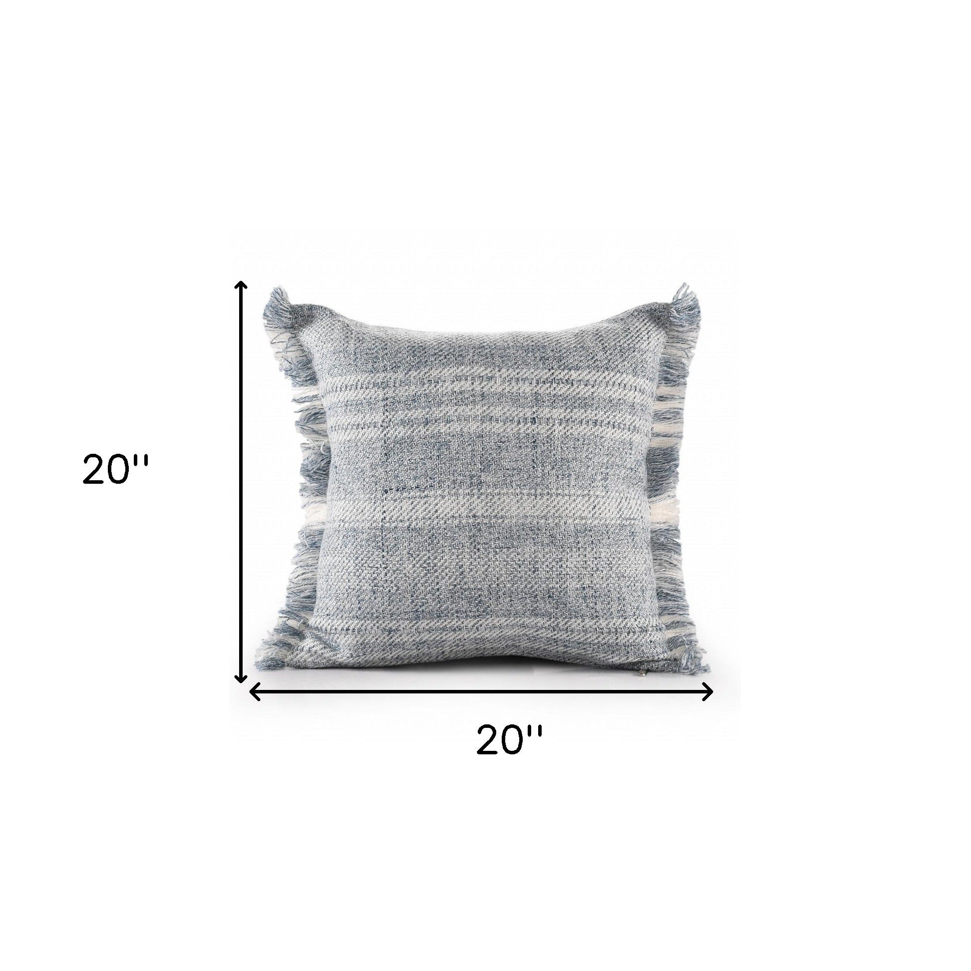 20" X 20" Denim Blue And Ivory Polyester Striped Zippered Pillow