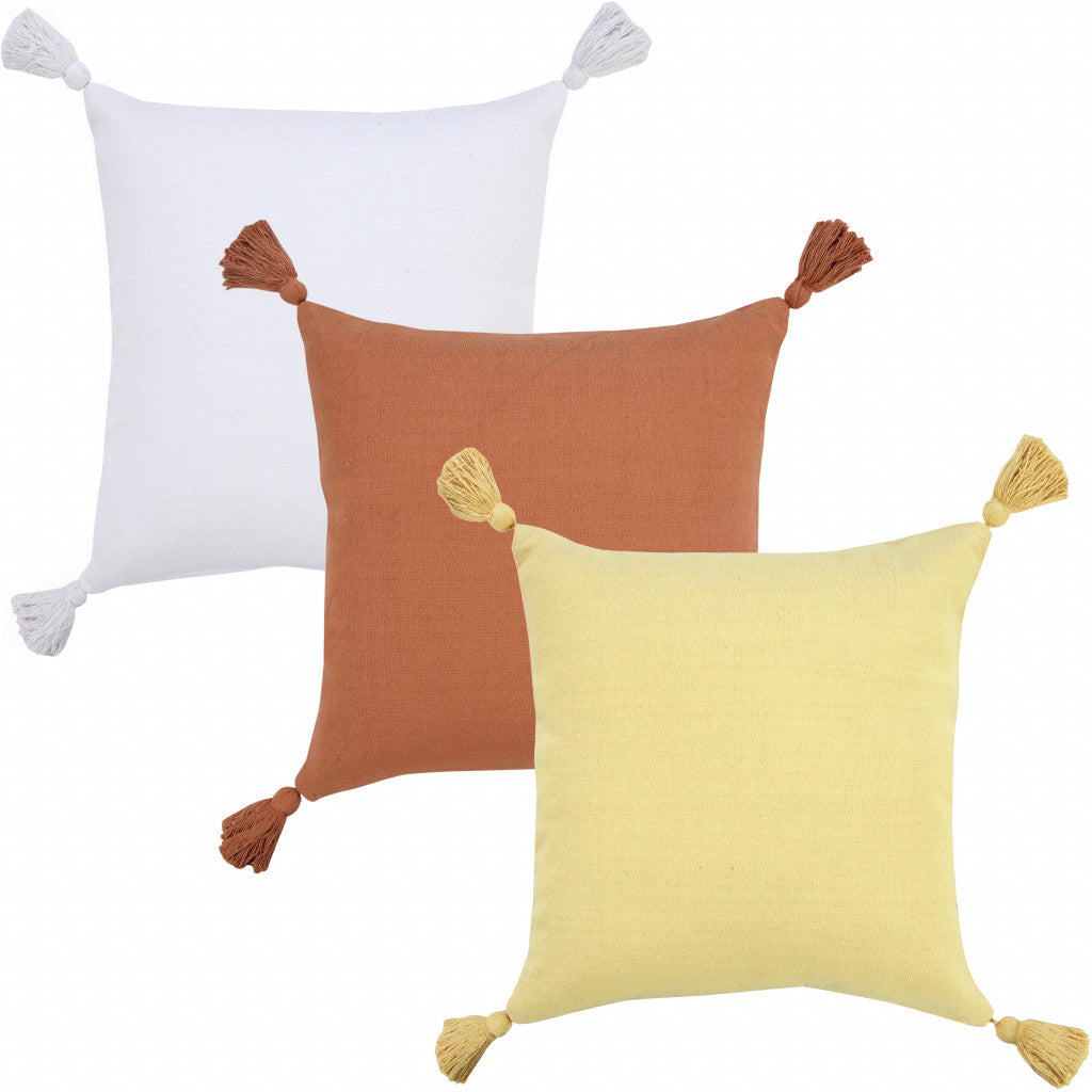 20" X 20" Light Yellow 100% Cotton Zippered Pillow