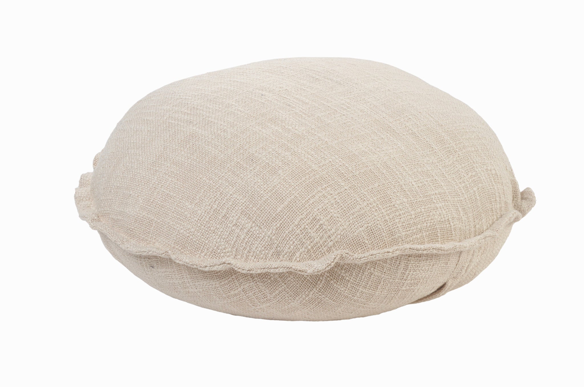 20" X 20" Beige Round Cotton Throw Pillow