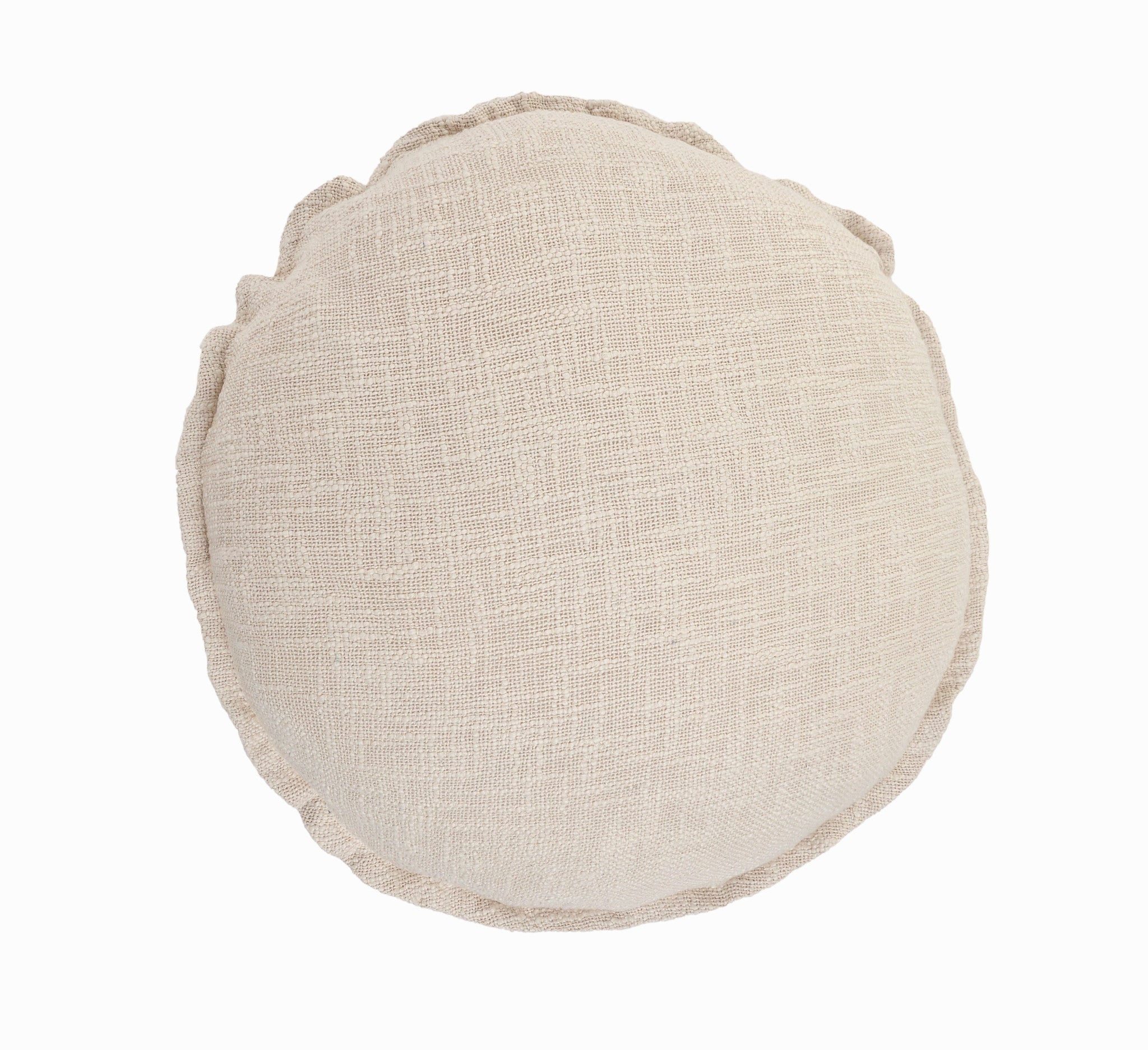 20" X 20" Beige Round Cotton Throw Pillow