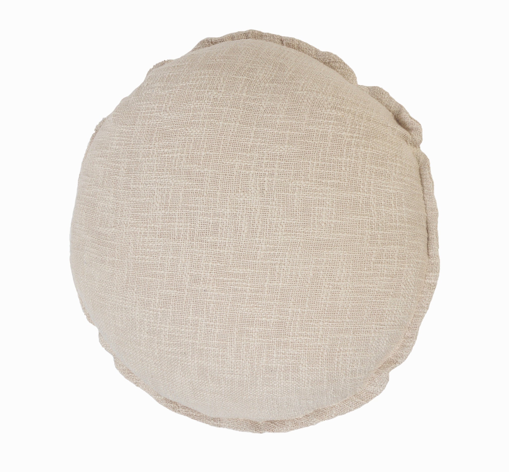 20" X 20" Beige Round Cotton Throw Pillow