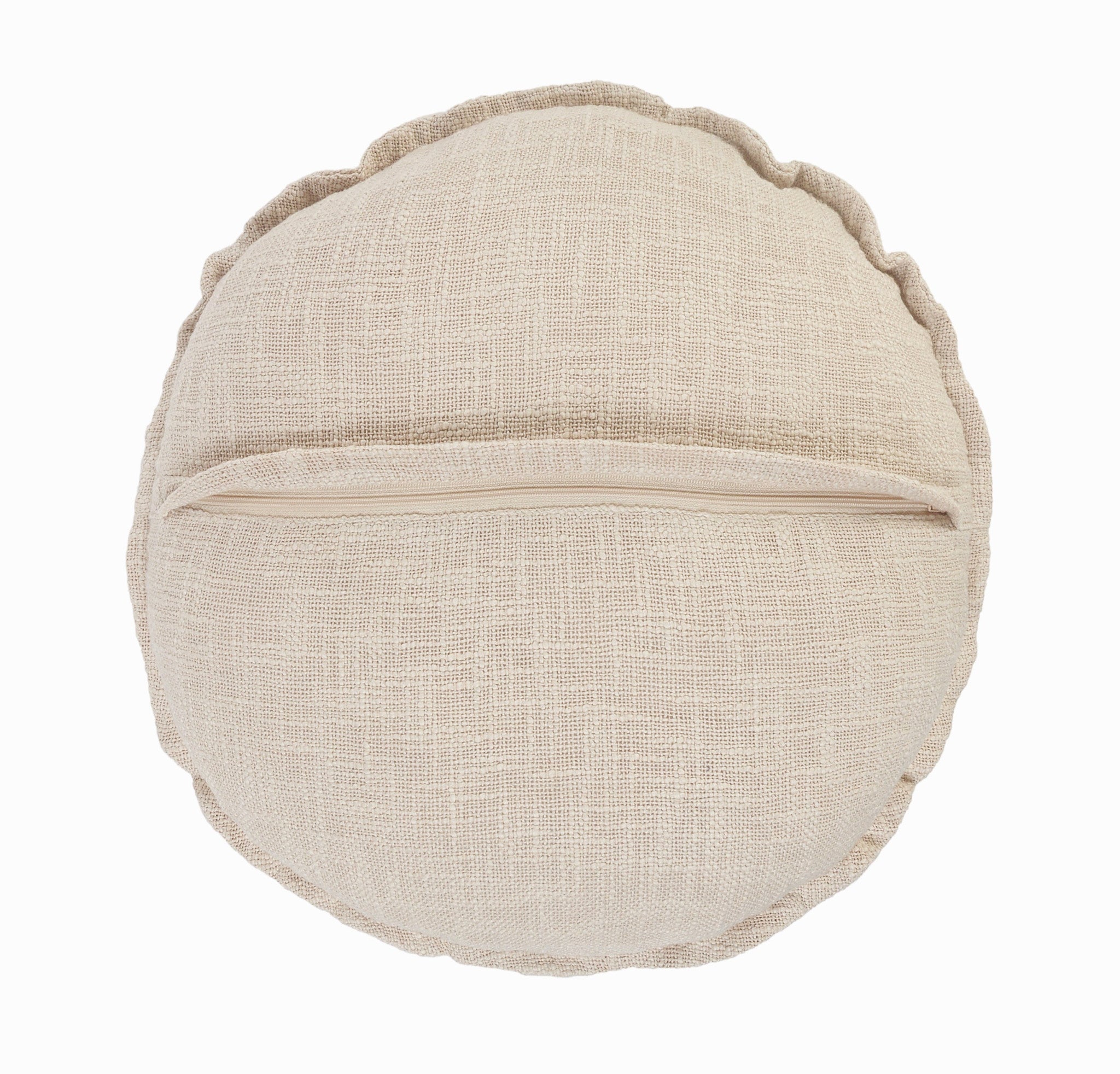 20" X 20" Beige Round Cotton Throw Pillow