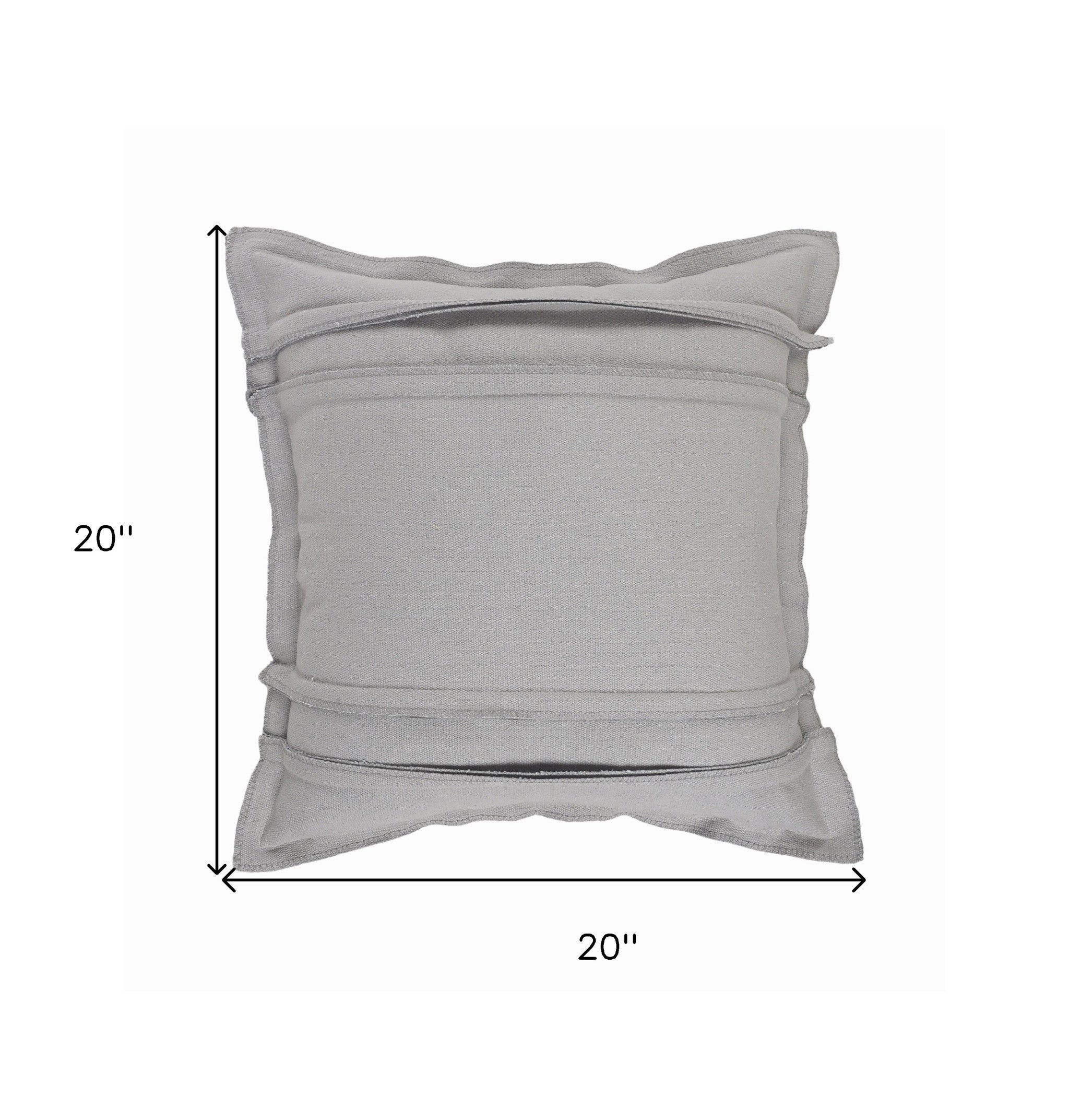 20" X 20" Light Gray Cotton Zippered Pillow