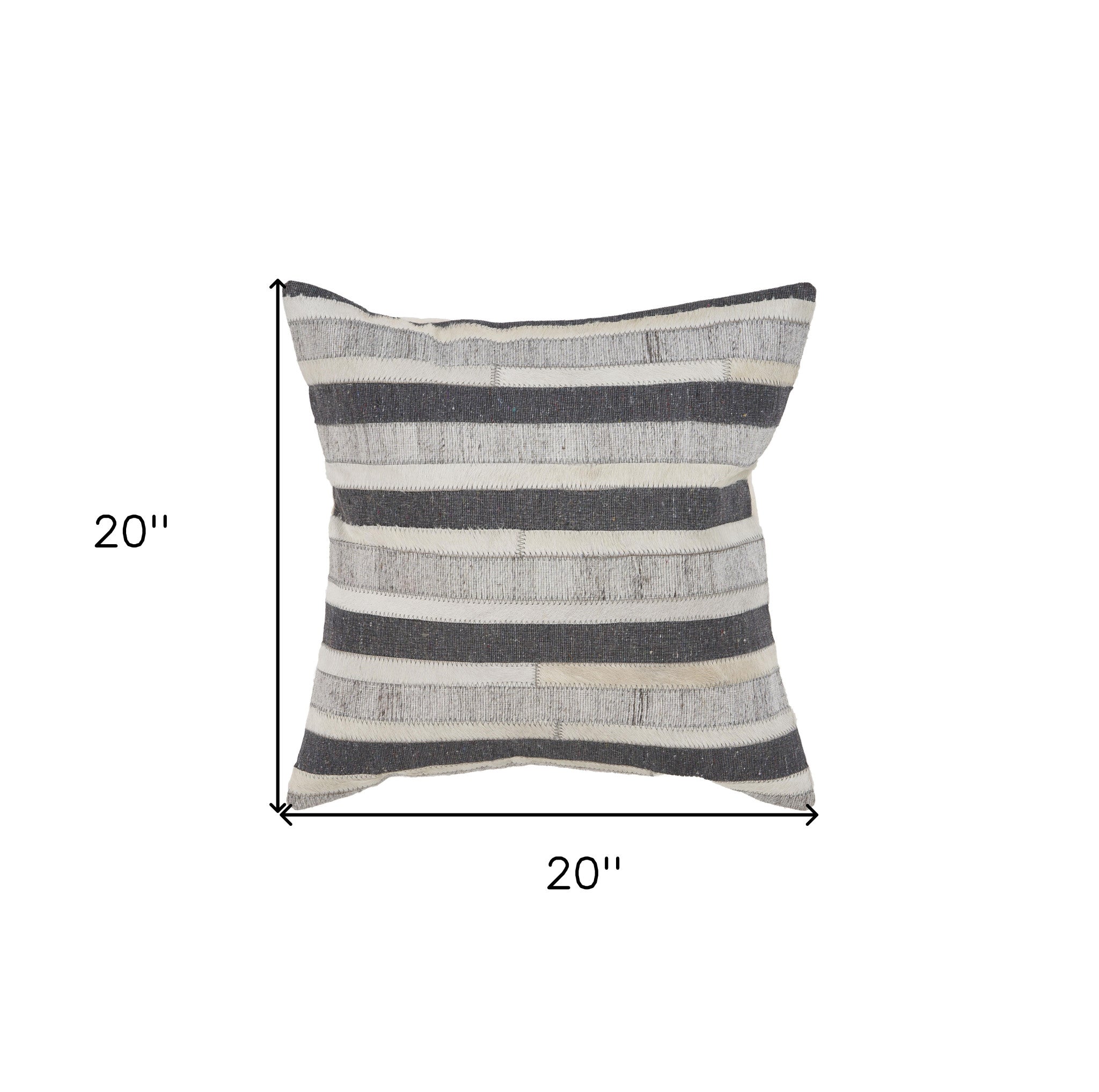 20" Charcoal Striped Wool Throw Pillow