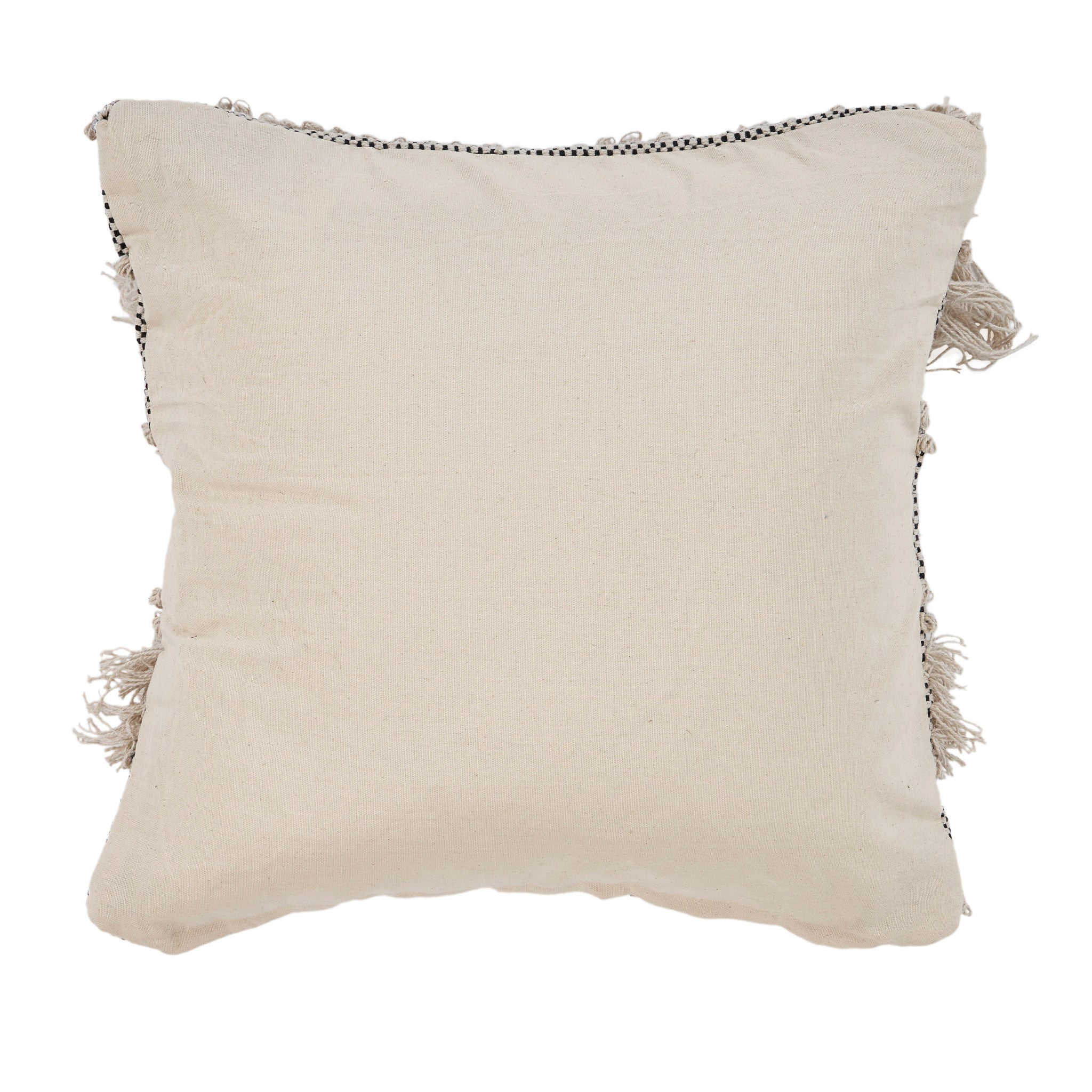 20" Off-White and Black Cotton Throw Pillow