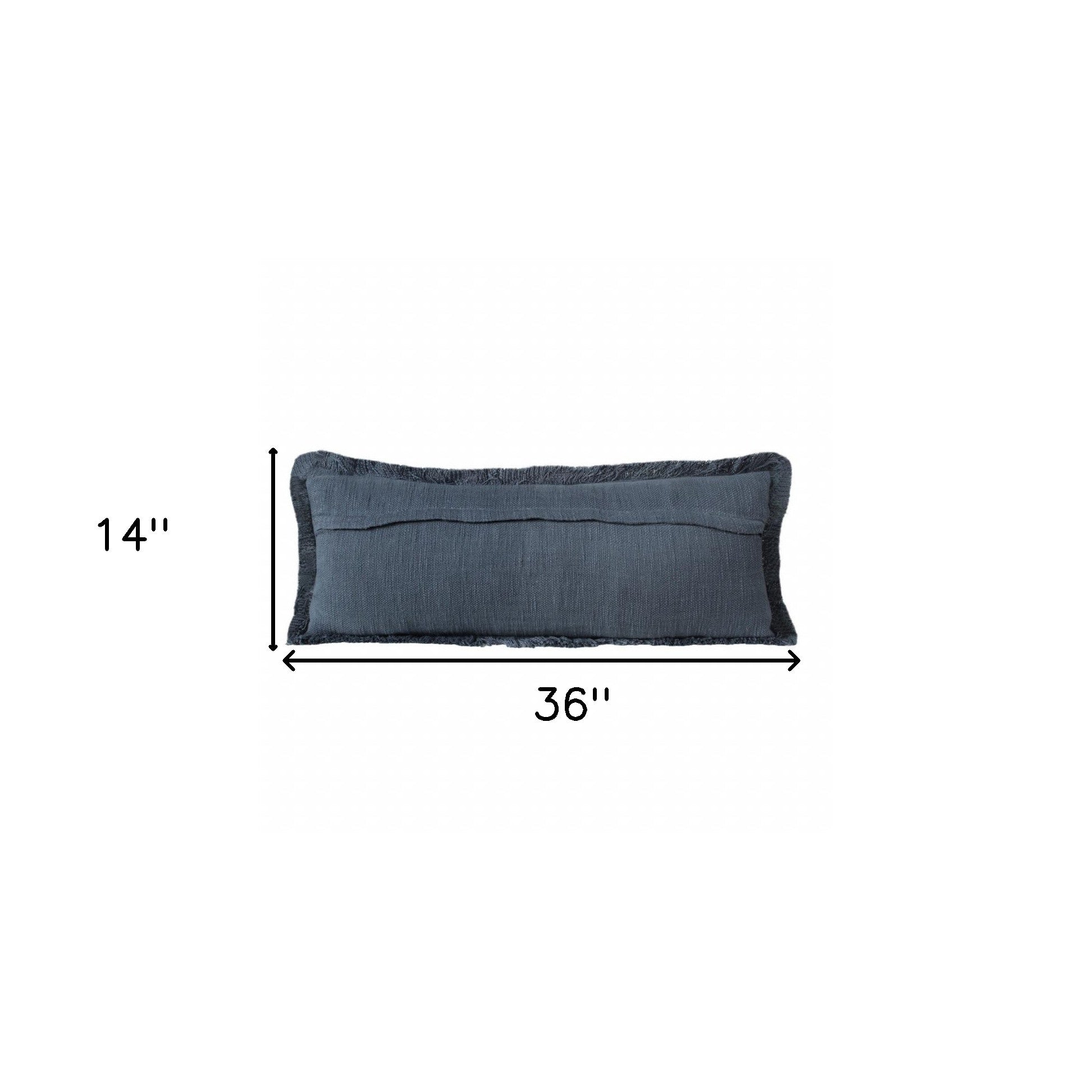 14" X 36" Jet Black 100% Cotton Zippered Pillow