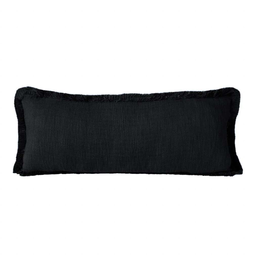 14" X 36" Jet Black 100% Cotton Zippered Pillow