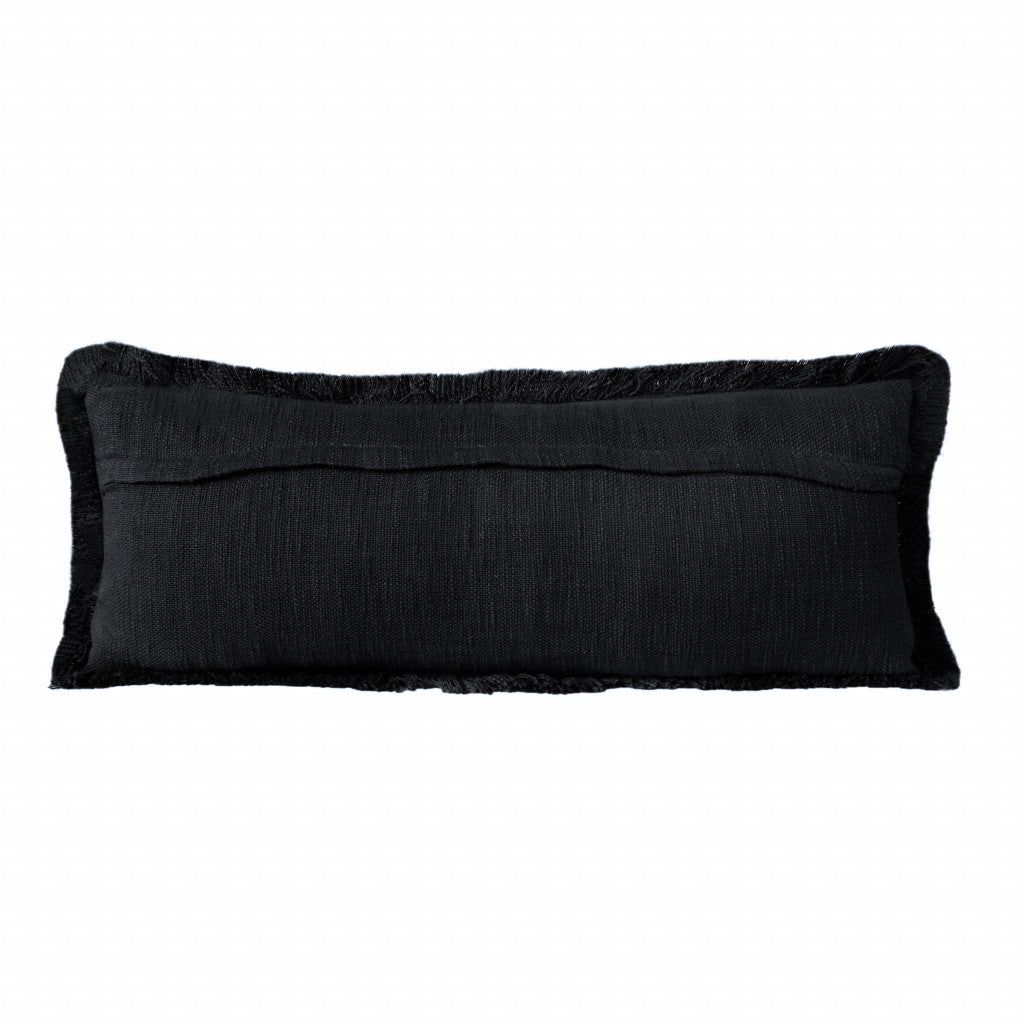 14" X 36" Jet Black 100% Cotton Zippered Pillow