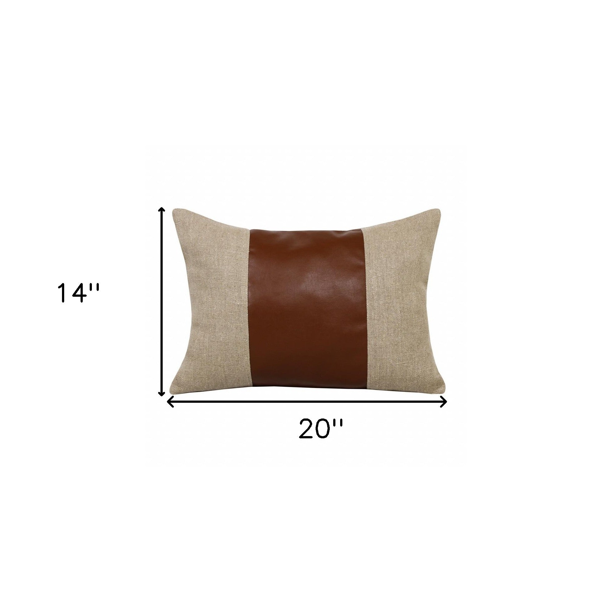 14" X 20" Tan And Brown Linen Striped Zippered Pillow