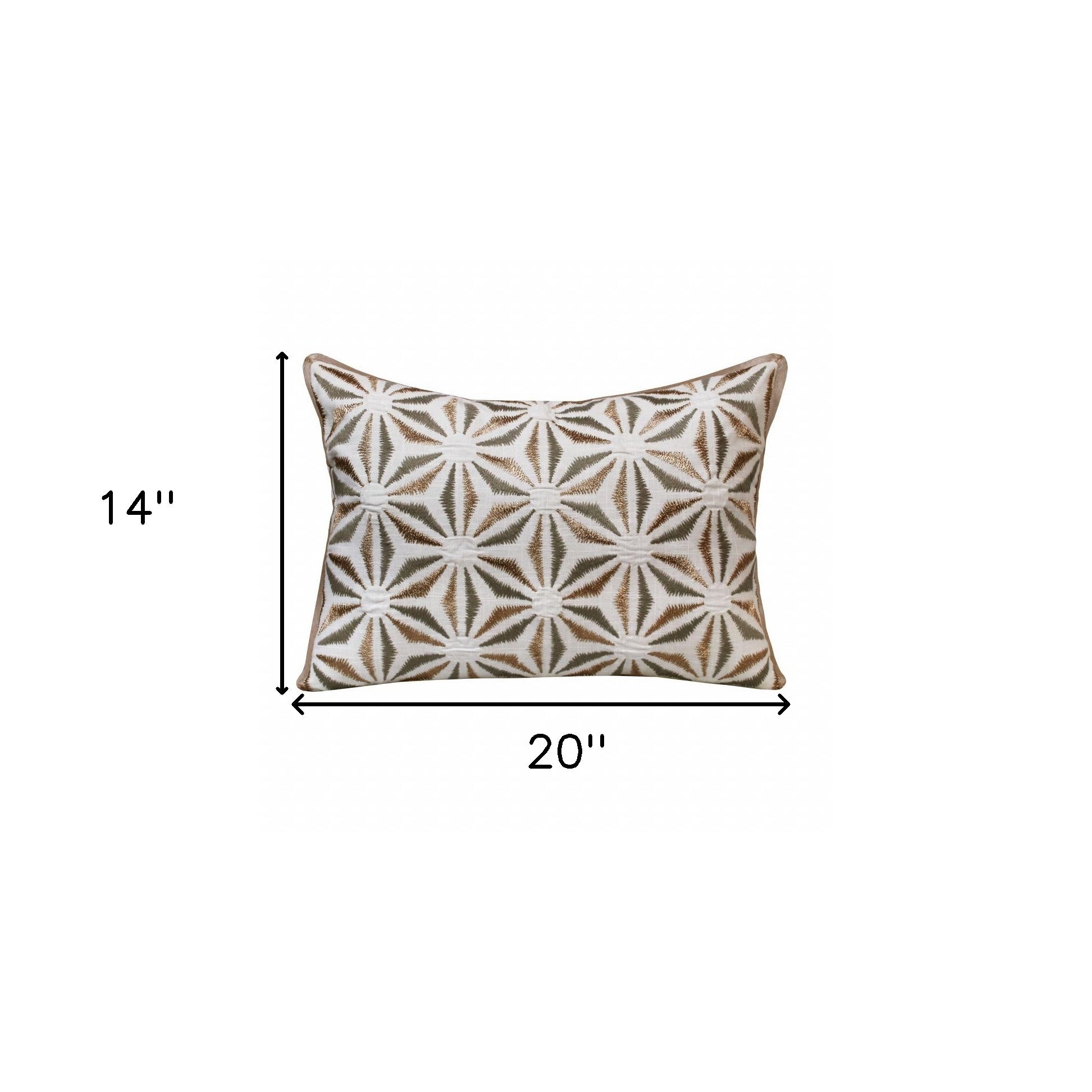 14" X 20" Gray And Copper 100% Cotton Geometric Zippered Pillow