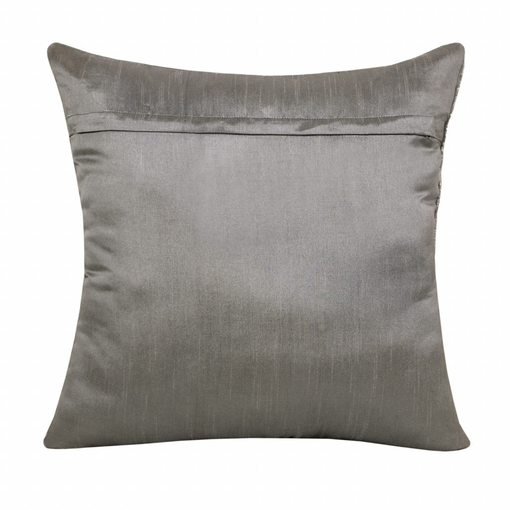 20" X 20" Gray And Silver Elephant Polyester Animal Print Zippered Pillow