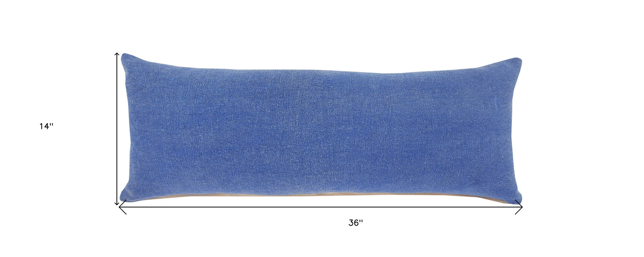 14" X 36" Classic Blue 100% Cotton Zippered Pillow