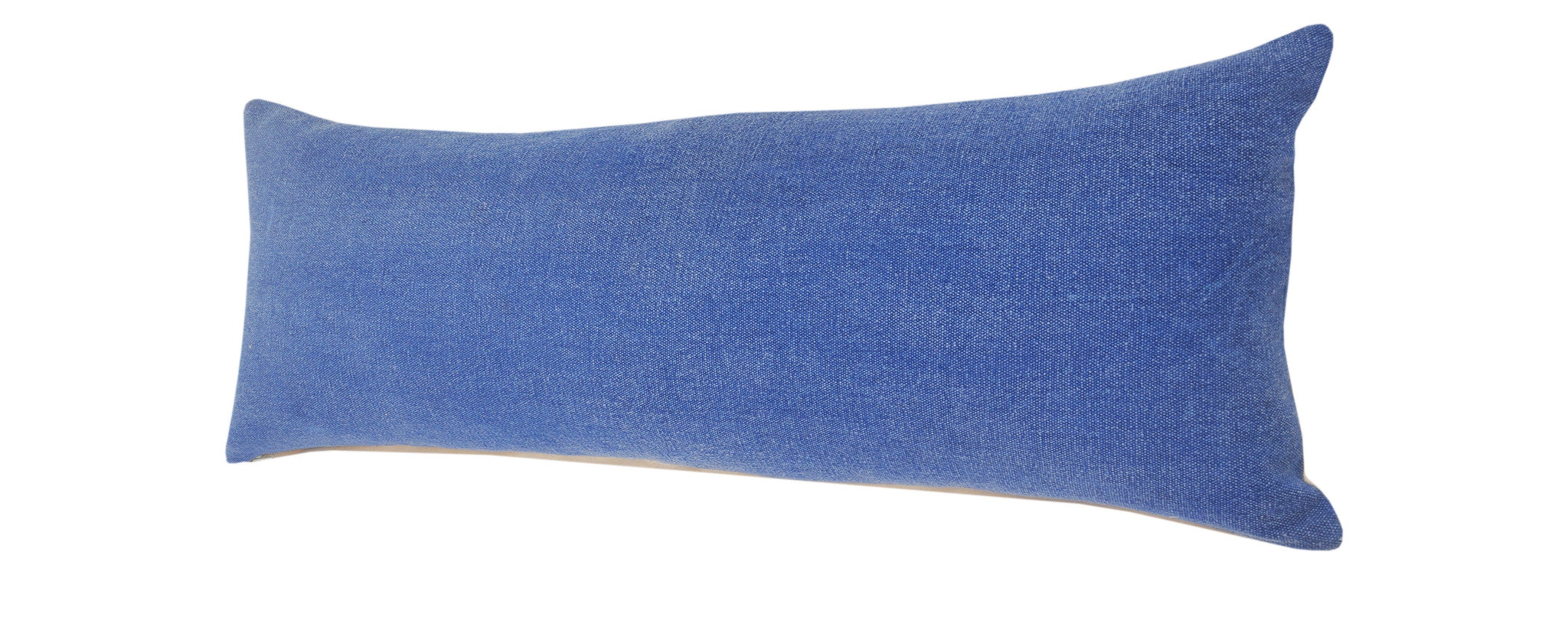 14" X 36" Classic Blue 100% Cotton Zippered Pillow