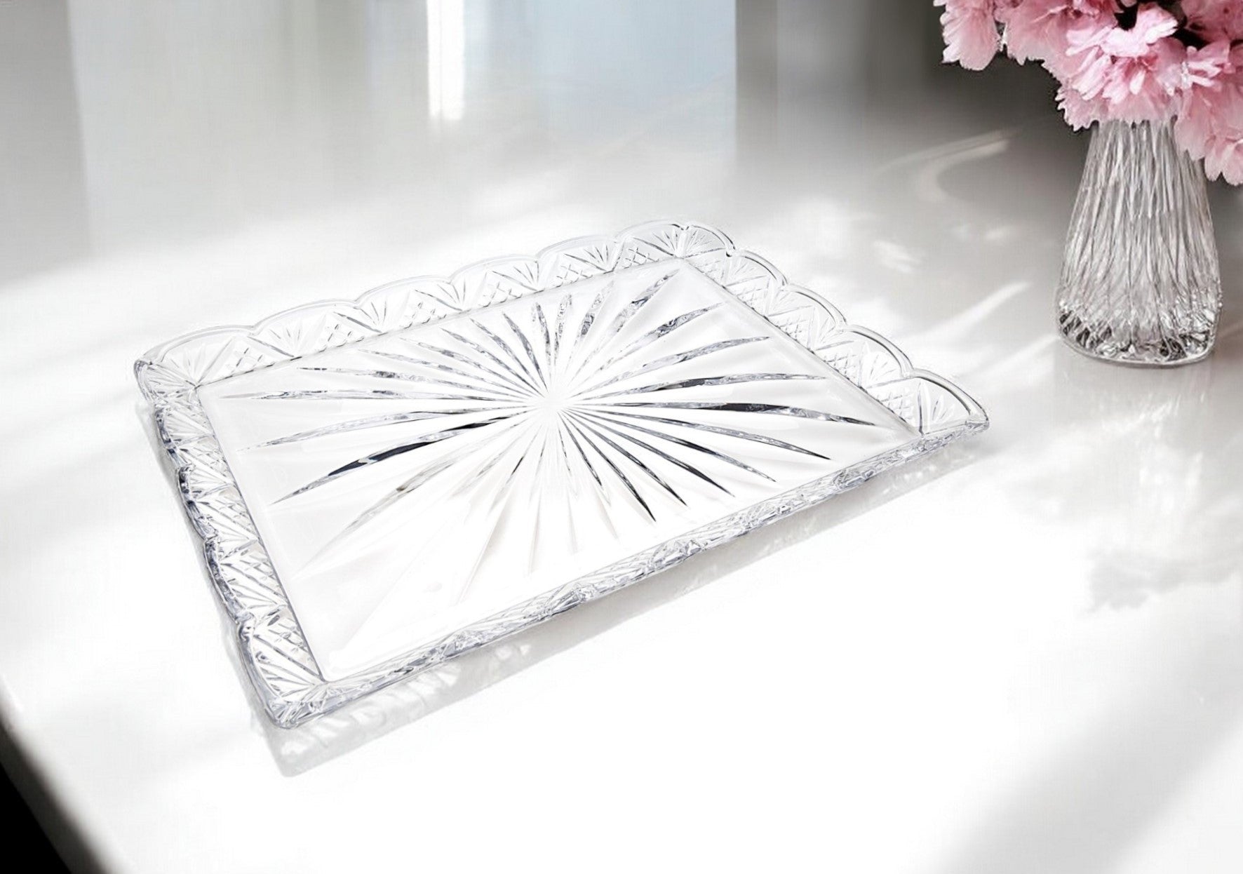 12" Clear Rectangular Crystal Serving Tray