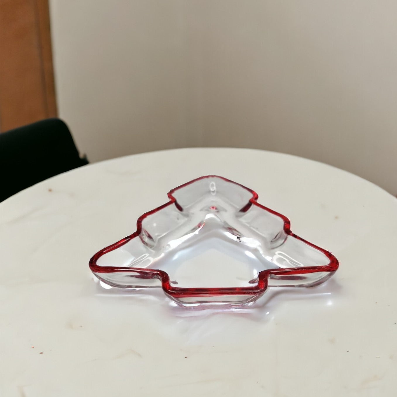 8" Red Christmas Tree Crystal Christmas Serving Tray