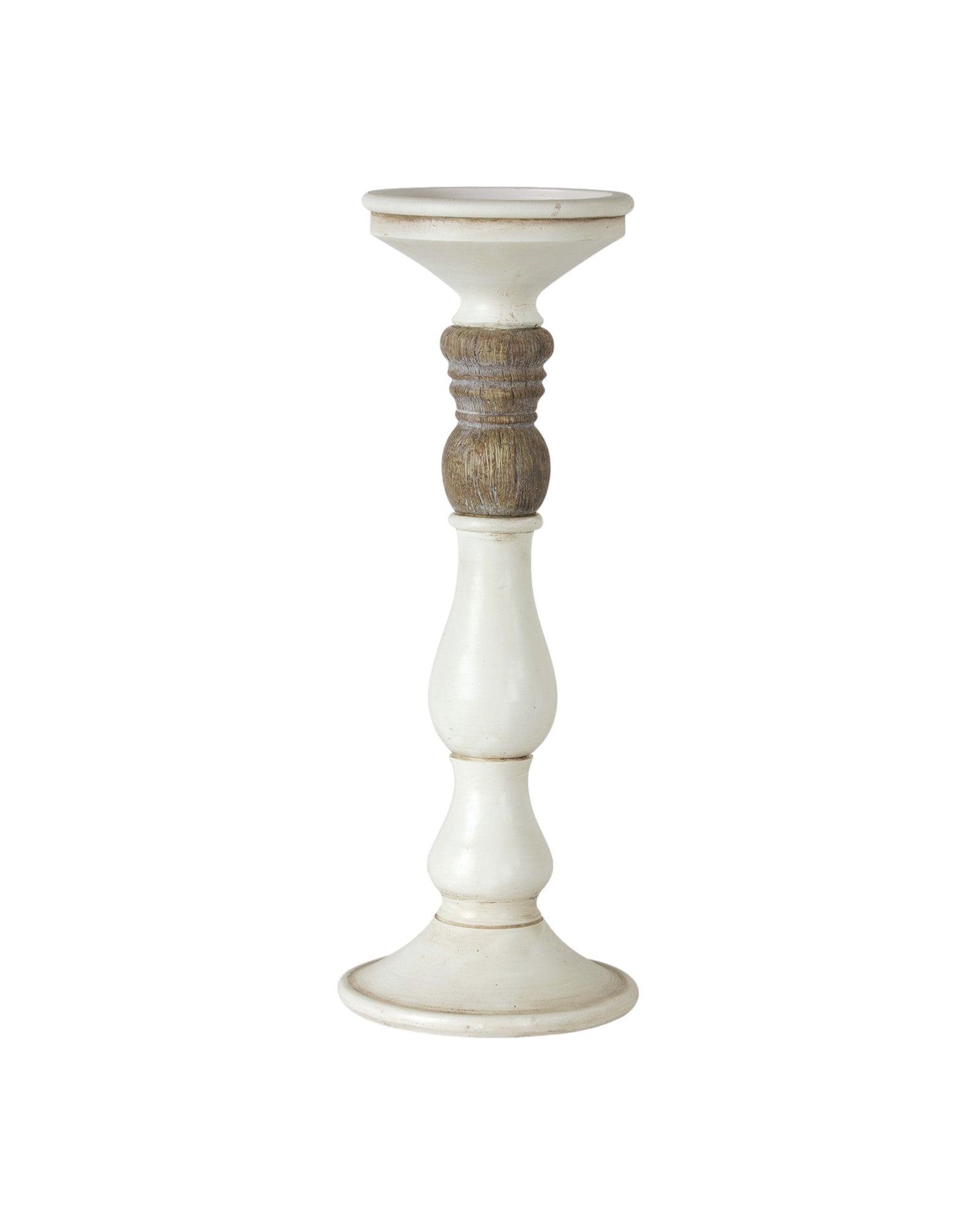 Set of Three Ivory and Natural Resin Tabletop Pillar Candle Holders