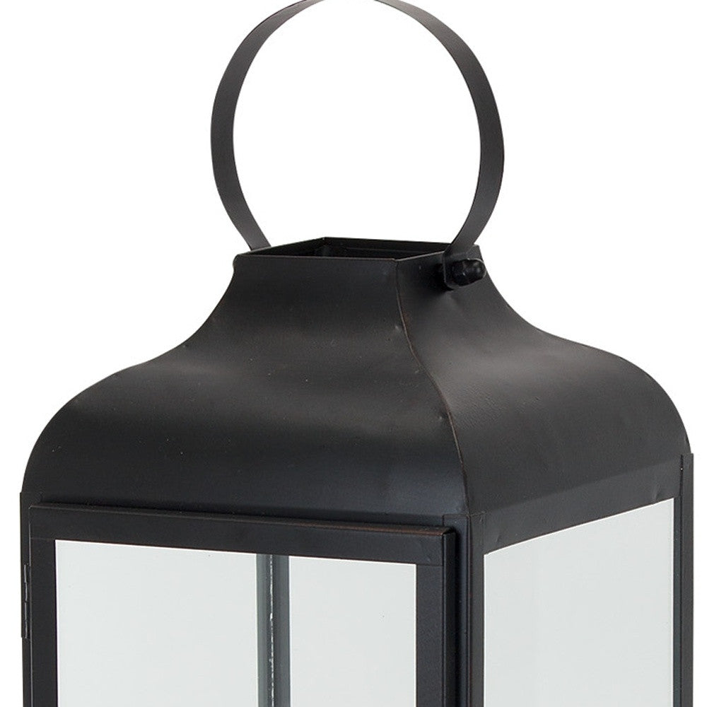 Set Of Two Black Flameless Floor Lantern Candle Holder