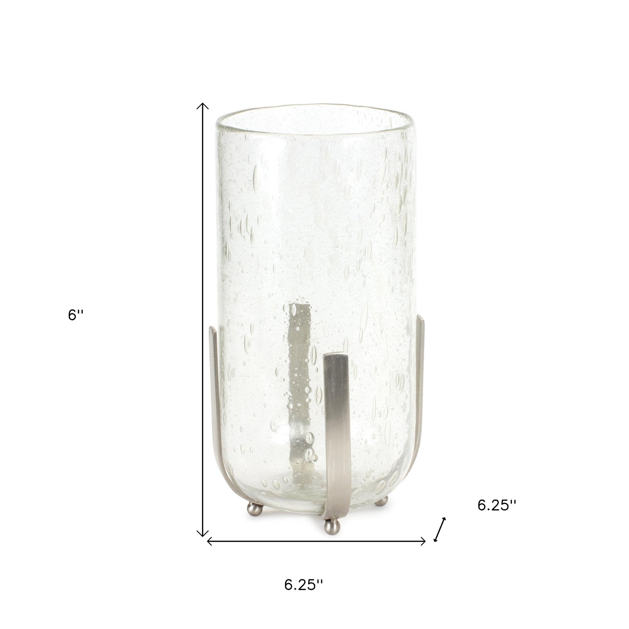 6" Silver Flameless Tabletop Hurricane Candle Holder