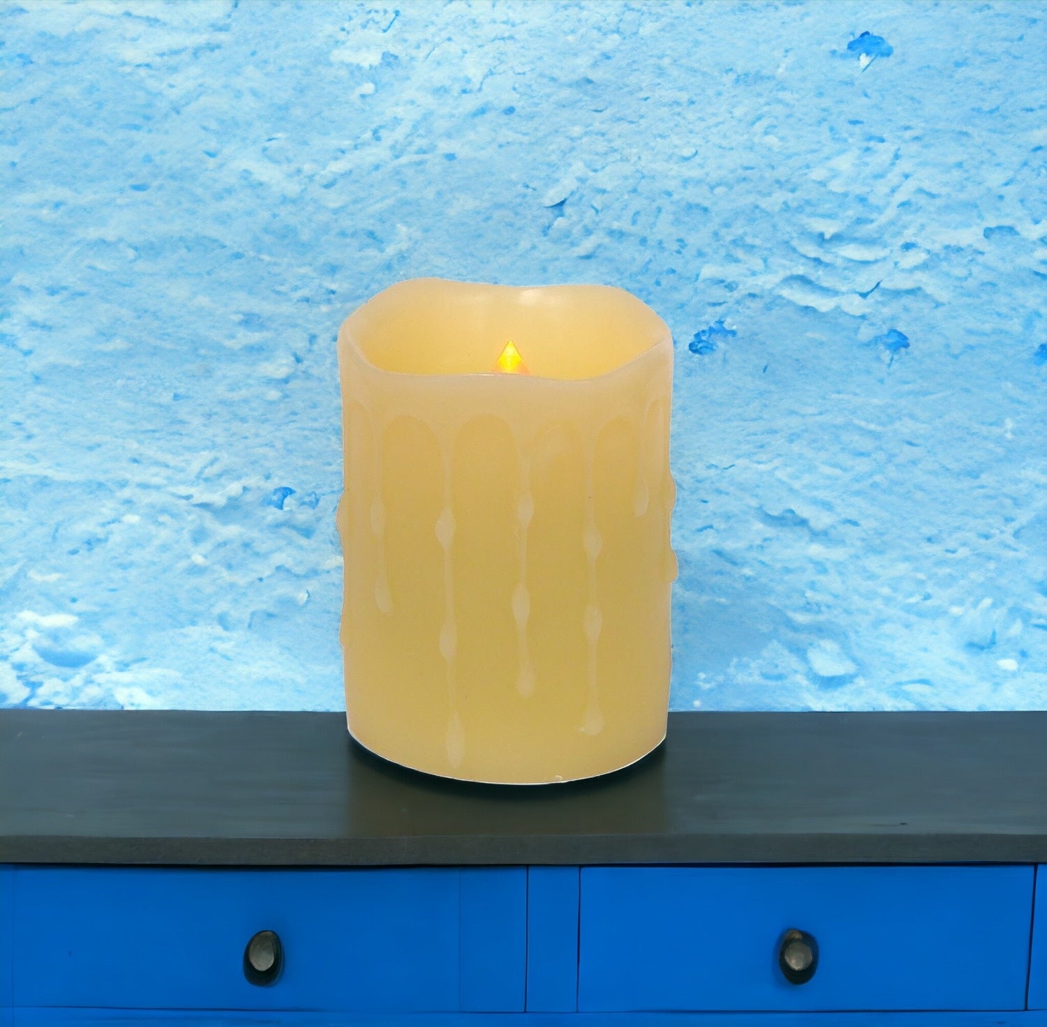 Set of Four Yellow Flameless Pillar Candle