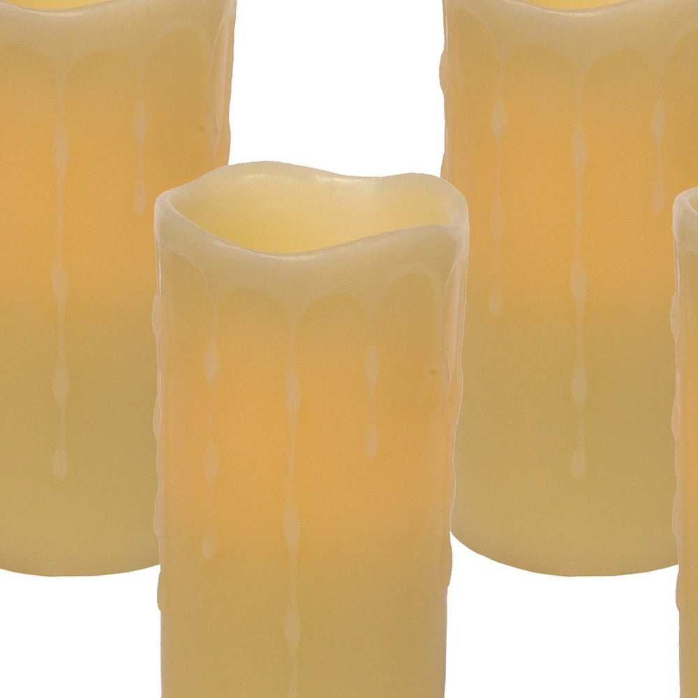 Set of Four Yellow Flameless Pillar Candle