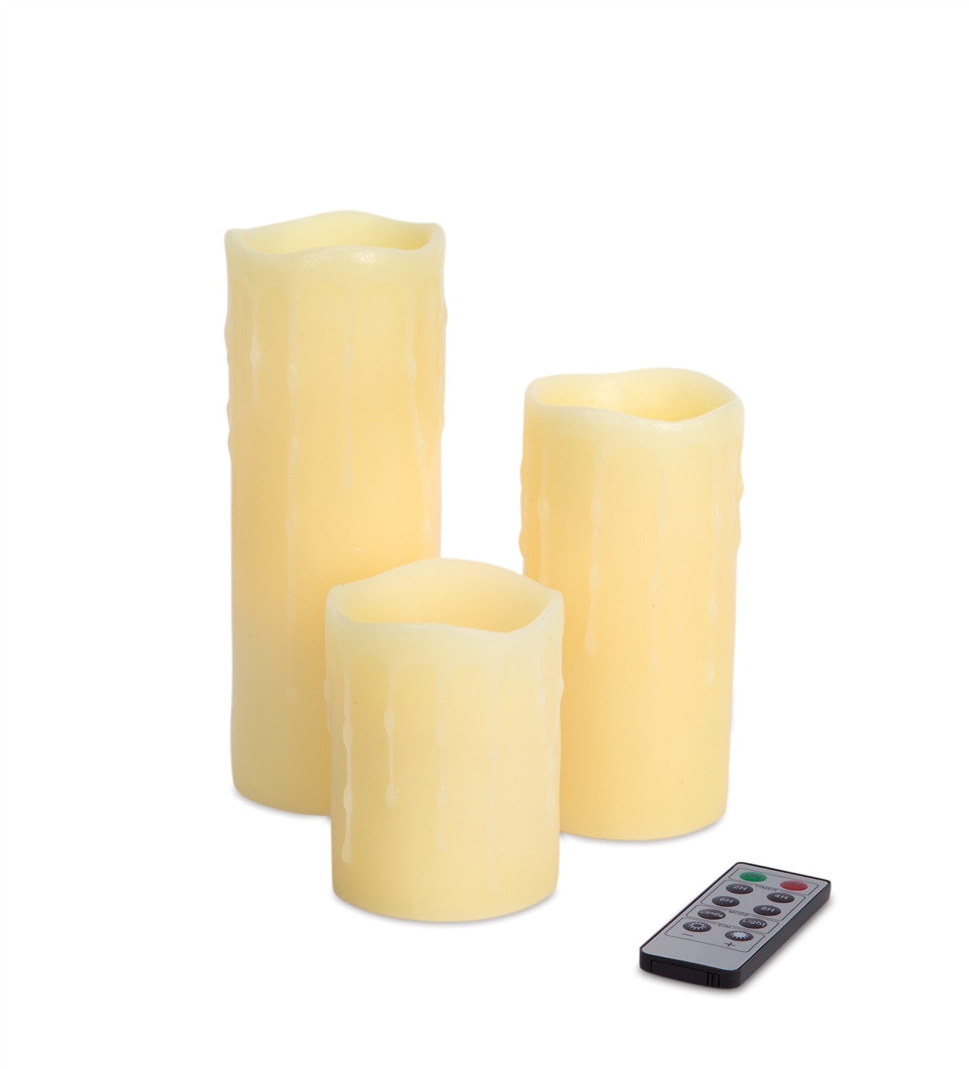 Set of Three Yellow Flameless Pillar Candle