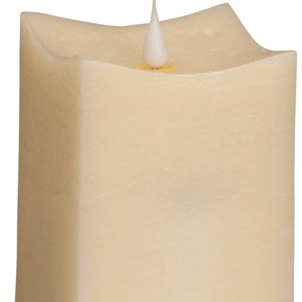 Set of Two Beige Flameless Pillar Candle