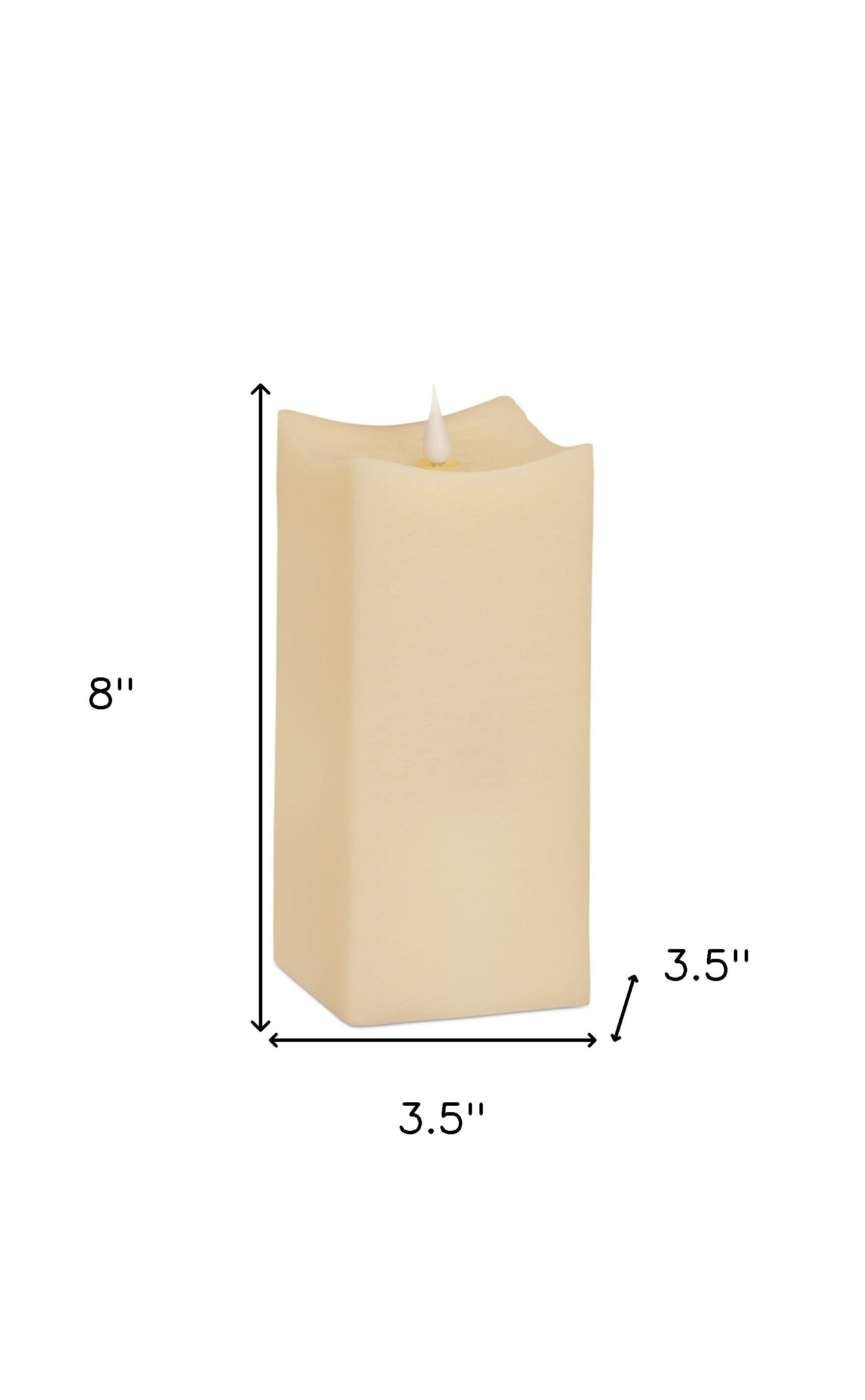 Set of Two Beige Square Flameless Pillar Candles